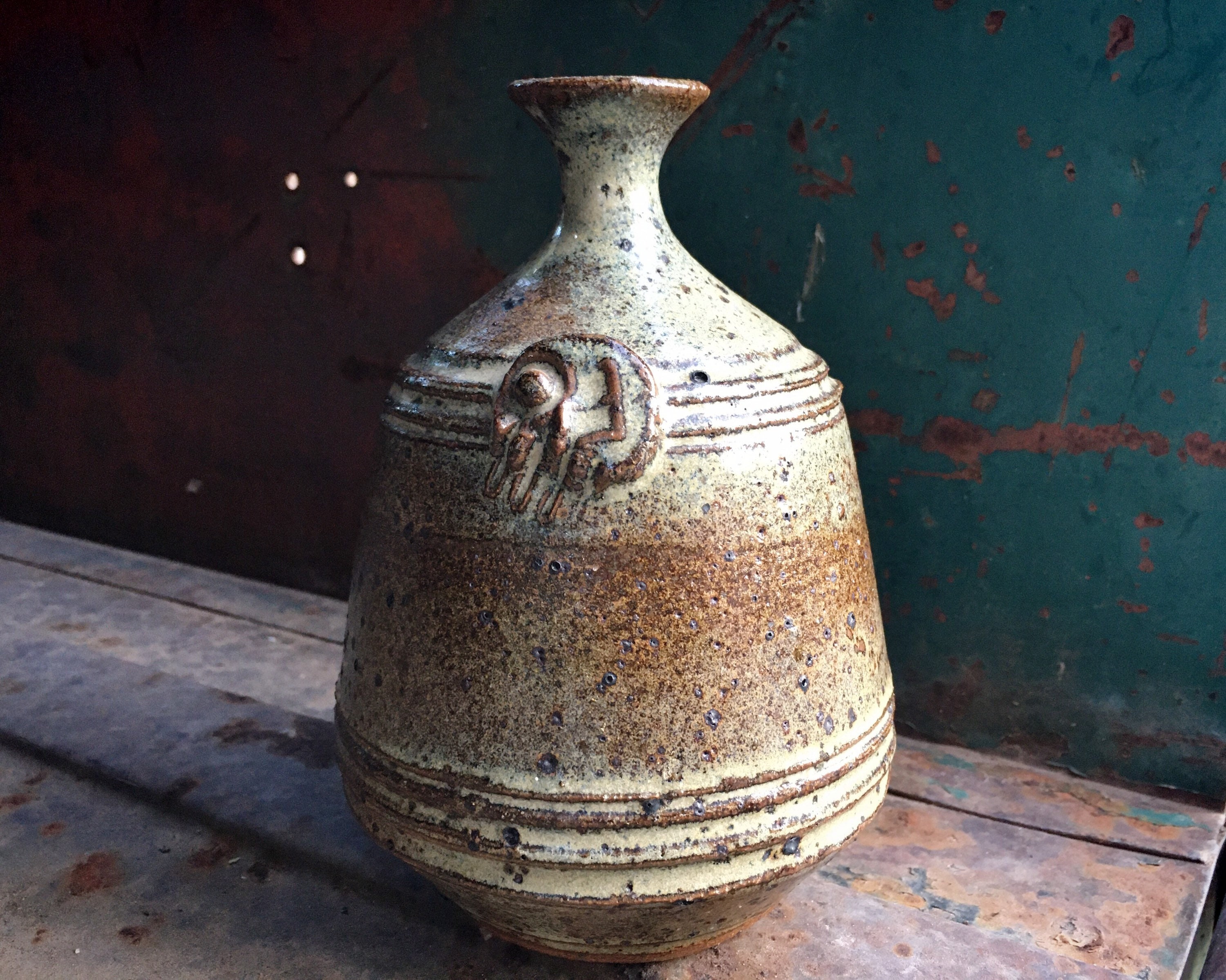 B4 Tall 8 Cylindercal Studio Pottery Vase Signed Signed Studio