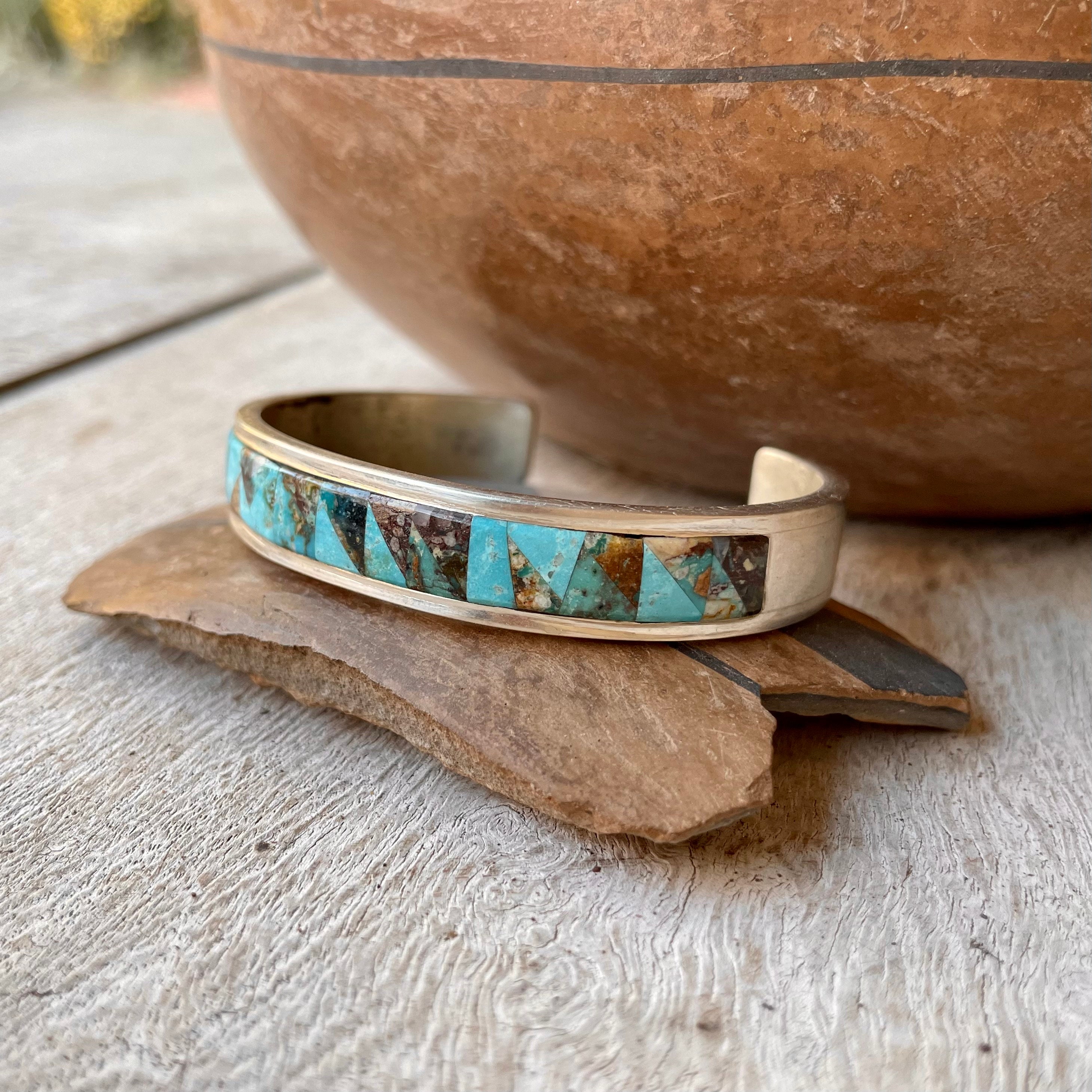 Native American Earth Turquoise Southwestern Sterling Silver Bracelet Cuff Native American Earth Turquoise Southwestern Sterling Silver Bracelet Cuff
