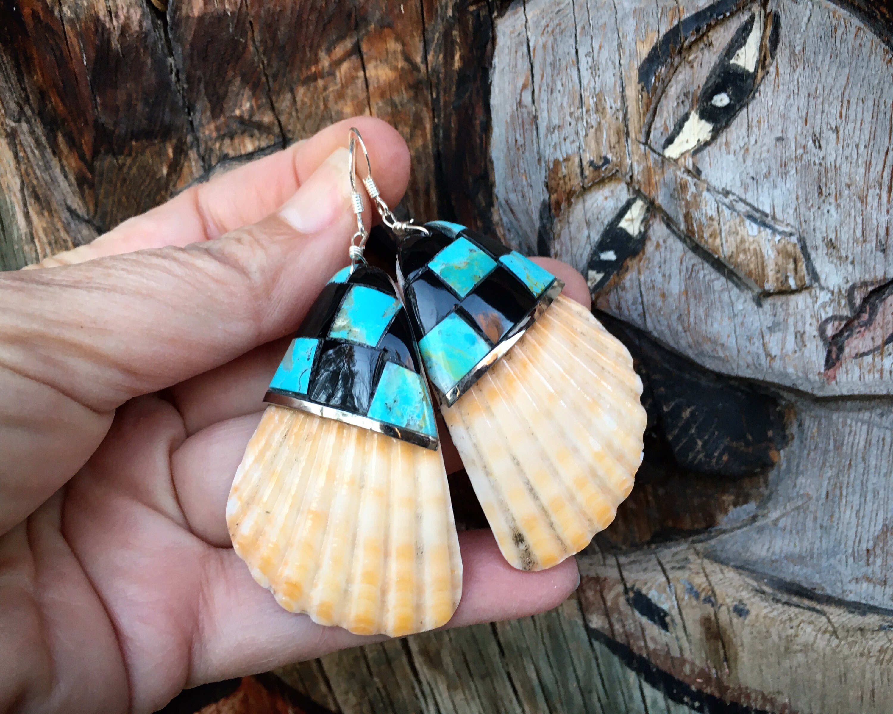 Striking Santo Domingo Turquoise Sterling Silver Earrings Native American Striking Santo Domingo Turquoise Sterling Silver Earrings Native American