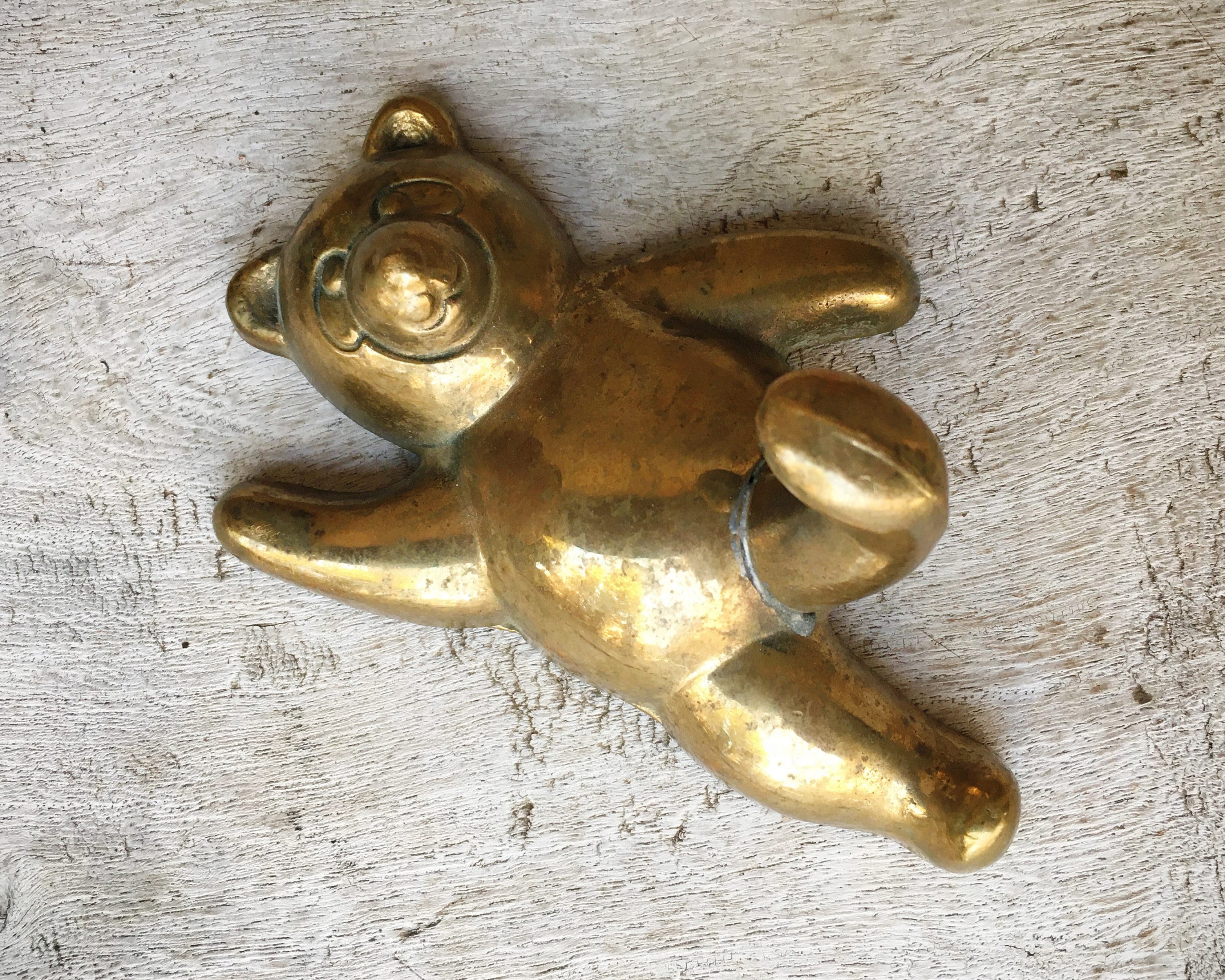 Vintage Brass Teddy Bear Hook for Door or Wall, Robe Towel Hook, Library  Study Decor, Cottage Chic