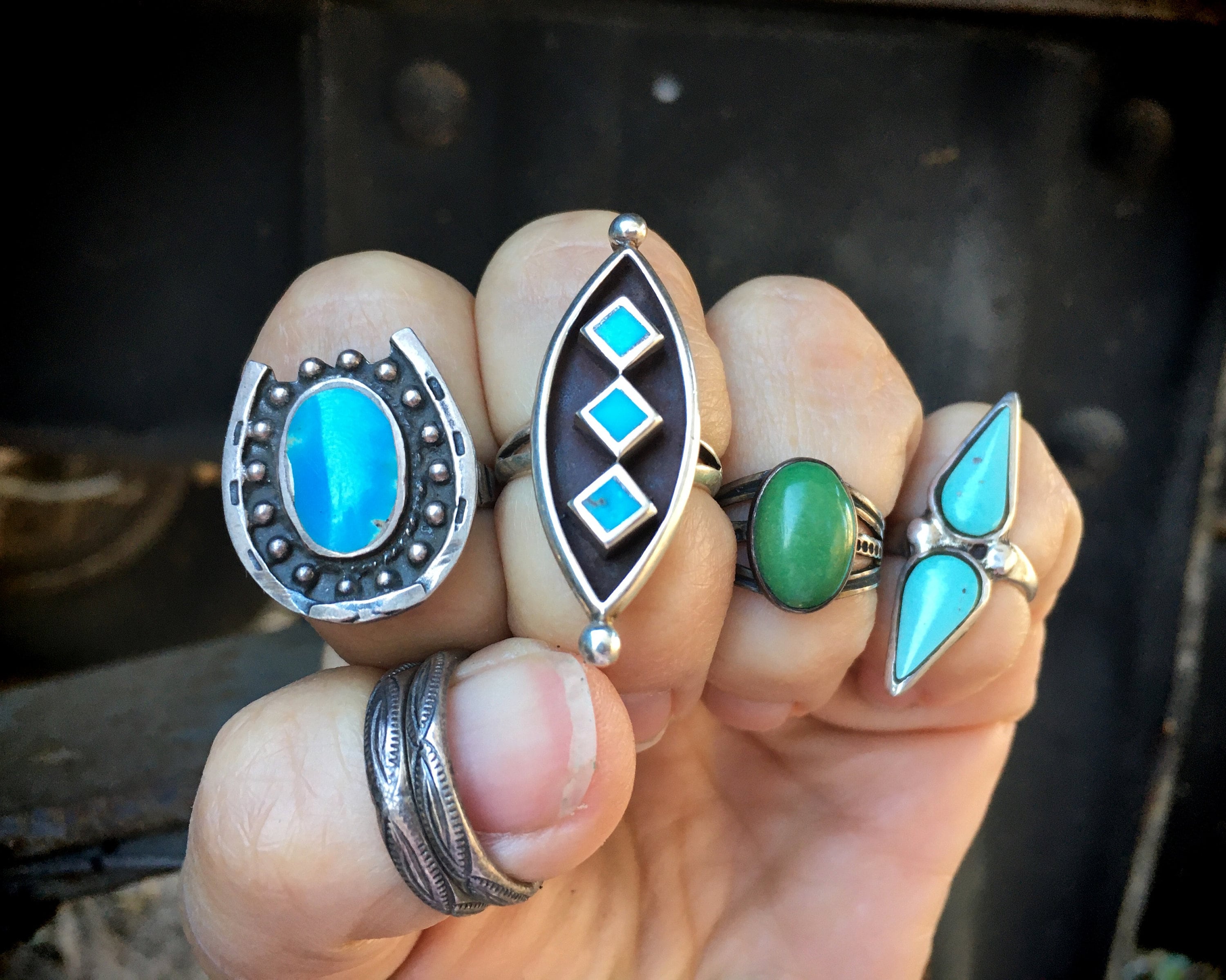 Dainty Vintage Turquoise Ring for Women, Native American Indian Jewelry ...