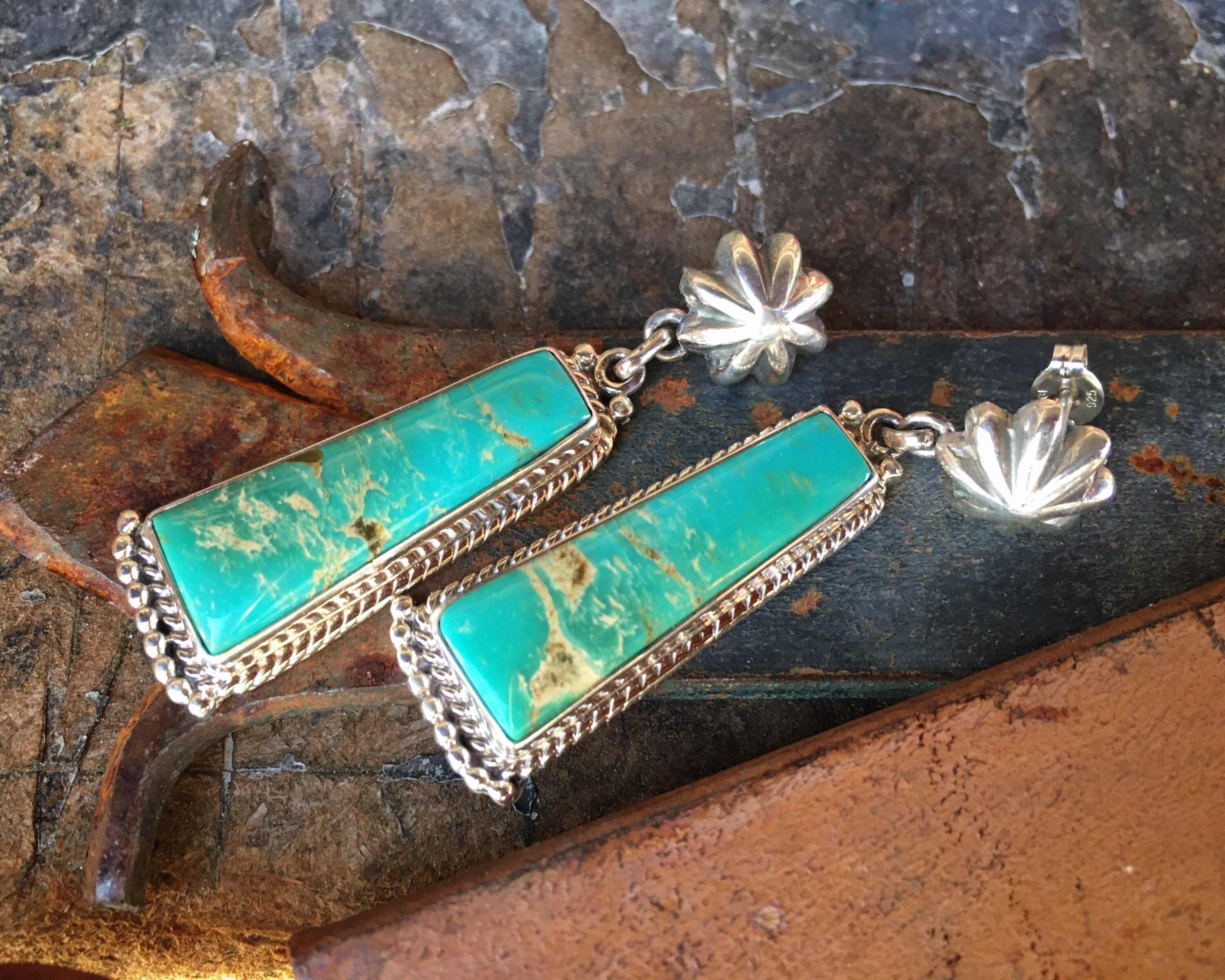 Navajo James Lee Sterling Silver Star and Turquoise Dangle