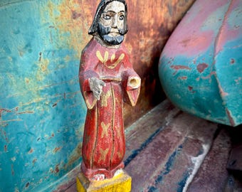 Vintage Carved Saint Statue Approx 11" Tall, One Hand Missing, Religious Folk Art