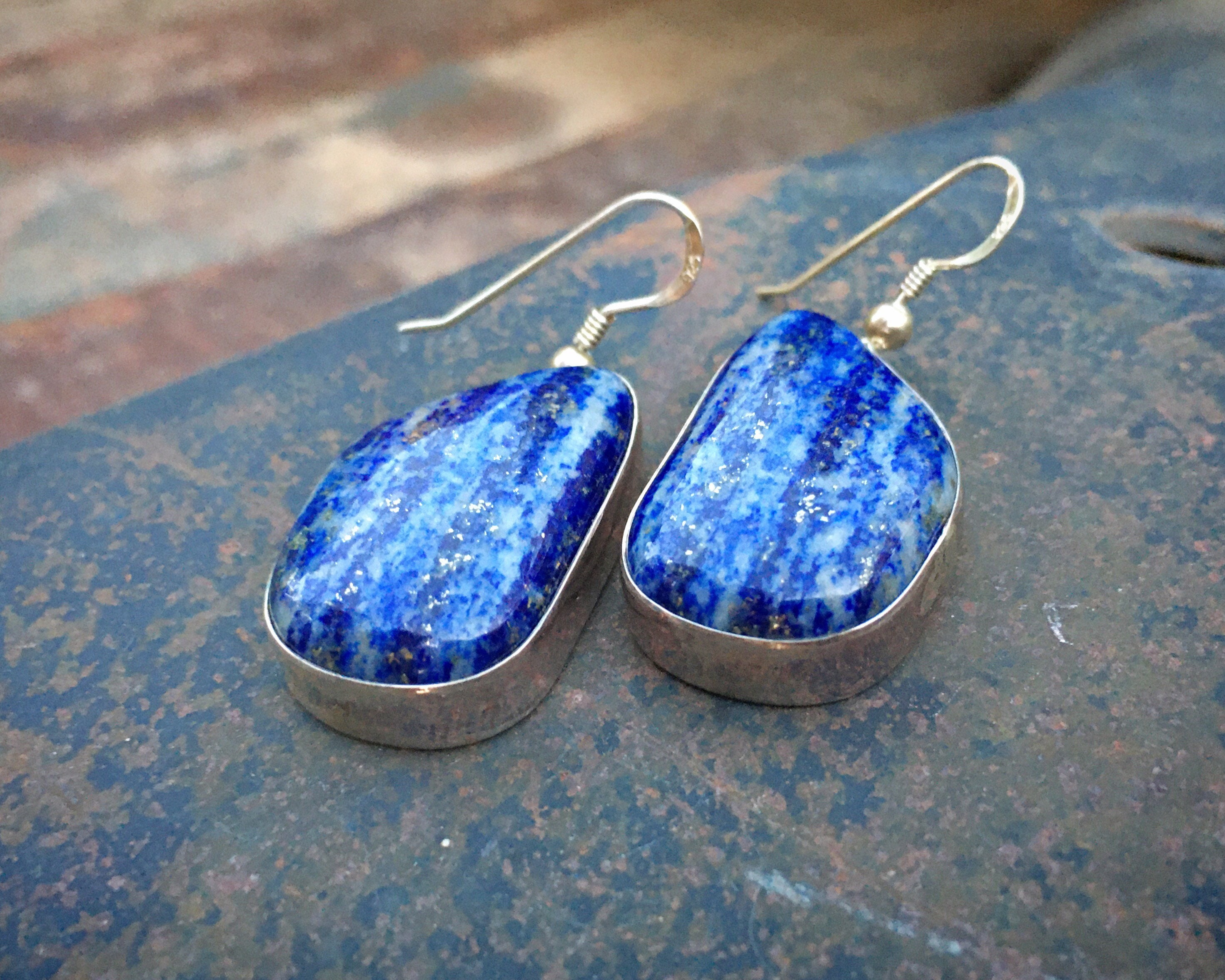 Navajo Peter Johnson Lapis Lazuli Dangle Earrings for Women, Native ...
