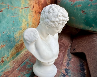 Vintage Bisque Porcelain Small Bust of Hermes 6", Messenger of Gods