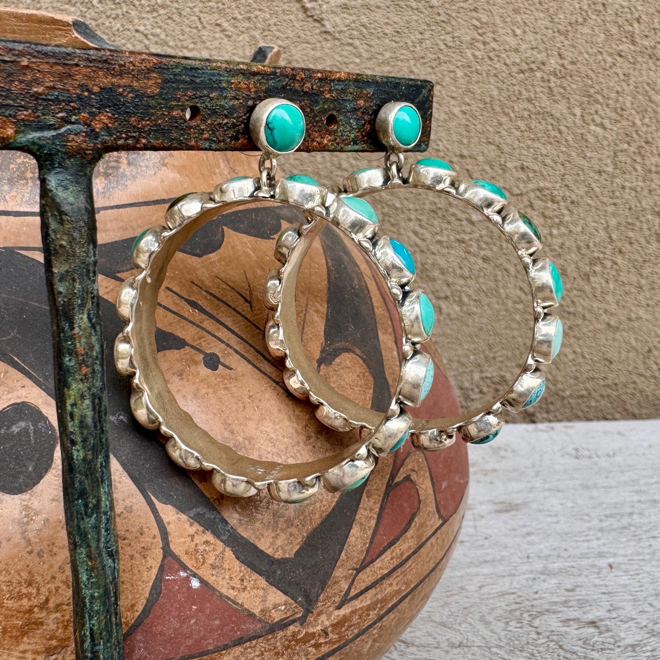 Fed Jimenez Southwest Sterling Silver Green Turquoise Bracelet Fed Jimenez Southwest Sterling Silver Green Turquoise Bracelet