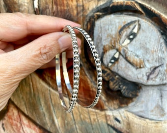 2-5/8" Diameter Textured Sterling Silver Hoop Earrings, Mexican Jewelry, Big Round Circle Posts
