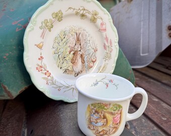 1986 Royal Albert Beatrix Potter Plate & Mug (Mismatched), Bunny Decor Spring Easter
