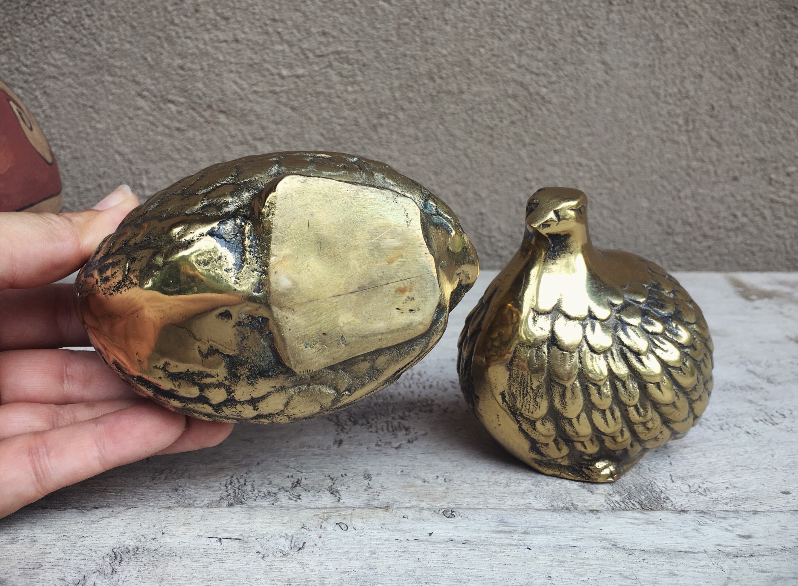 Brass Quail Figurines Bird Statues, Southwestern Decor, Bird Gifts for