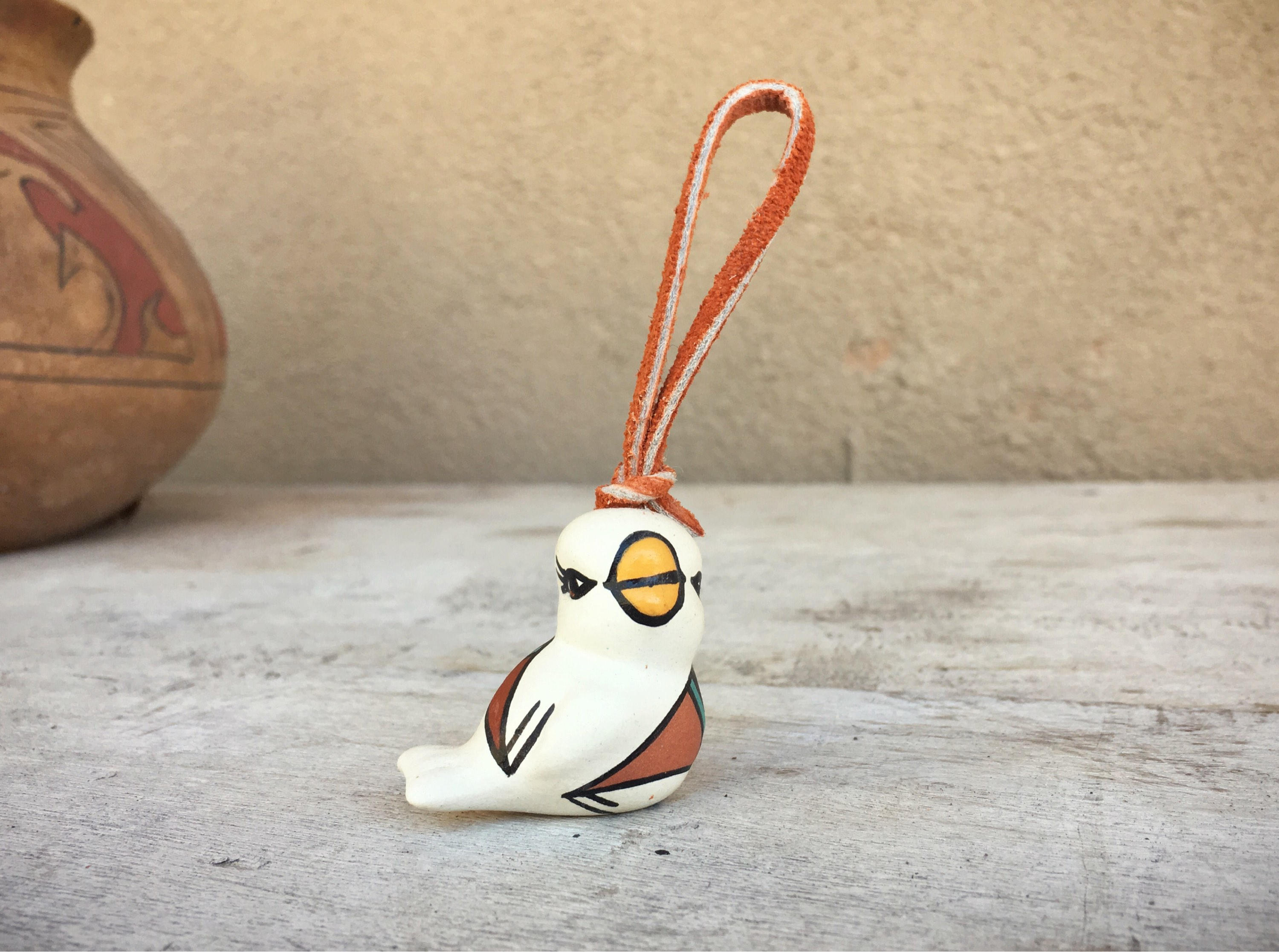 Adorable Pottery Ornament Bird, Native American Ornament