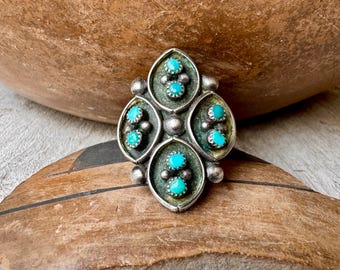 Vintage Zuni Snake Eye Turquoise Ring Approx Size 5.5, Native American Indian Jewelry