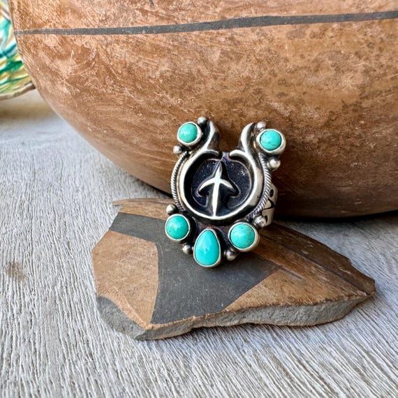 Navajo horseshoe silver ring - Gem