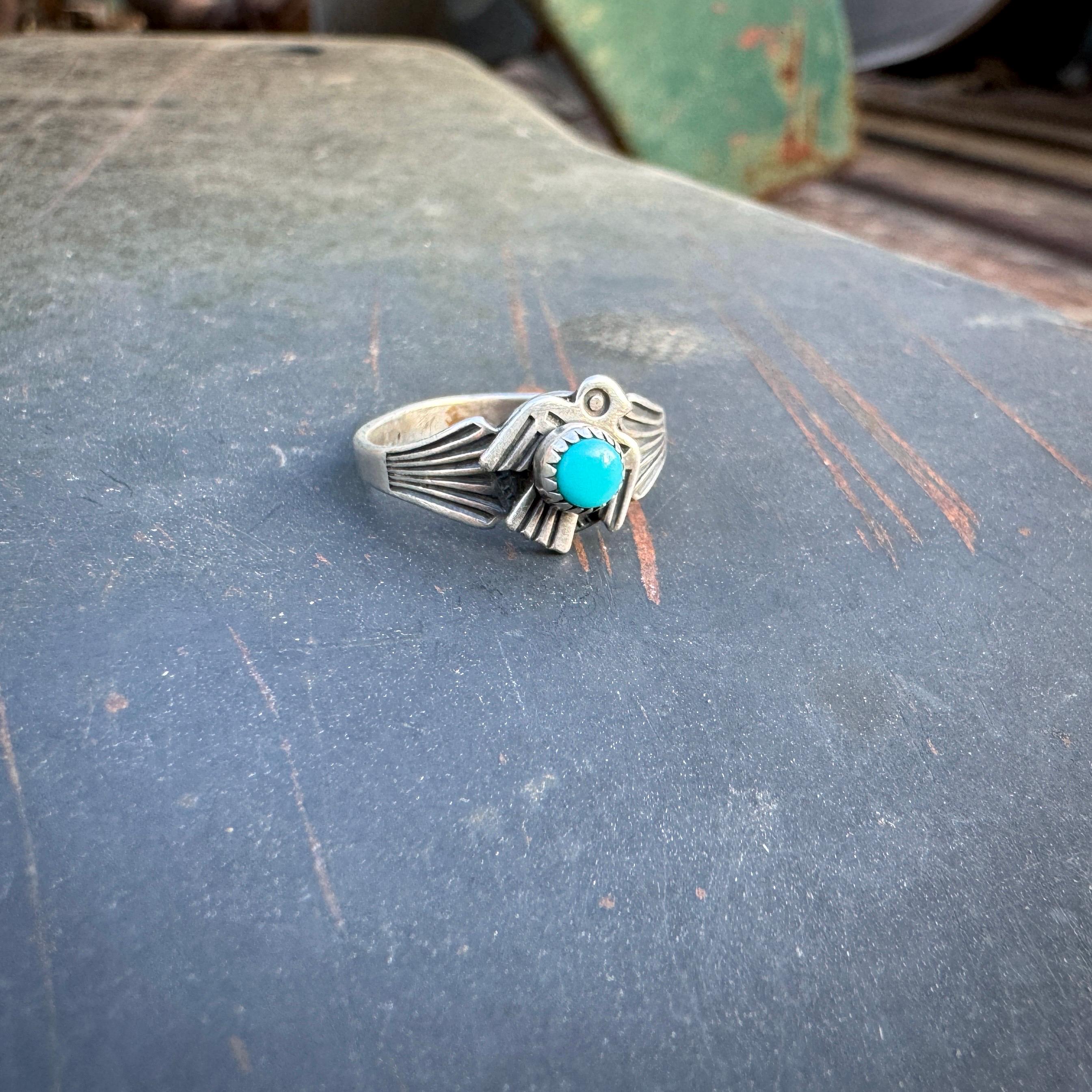 Dainty Vintage Turquoise Ring Boho Jewelry, Fred Harvey Era Dainty Vintage Turquoise Ring Boho Jewelry, Fred Harvey Era