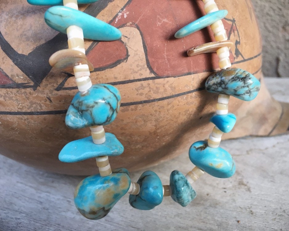 Chunks Of Nuggets!! Vintage Native American Navajo Heishi Necklace Old Chunks Of Nuggets!! Vintage Native American Navajo Heishi Necklace Old