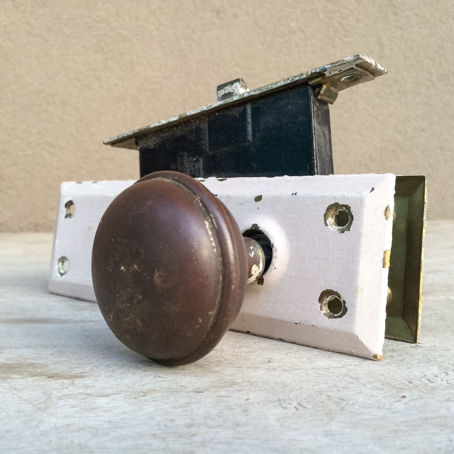 Vintage door hardware antique door knobs set with plates and lock