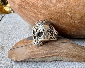 Andrew Valdez Sterling Silver Skeleton Ring Approx Size 6.75, Fleur de Lis Design