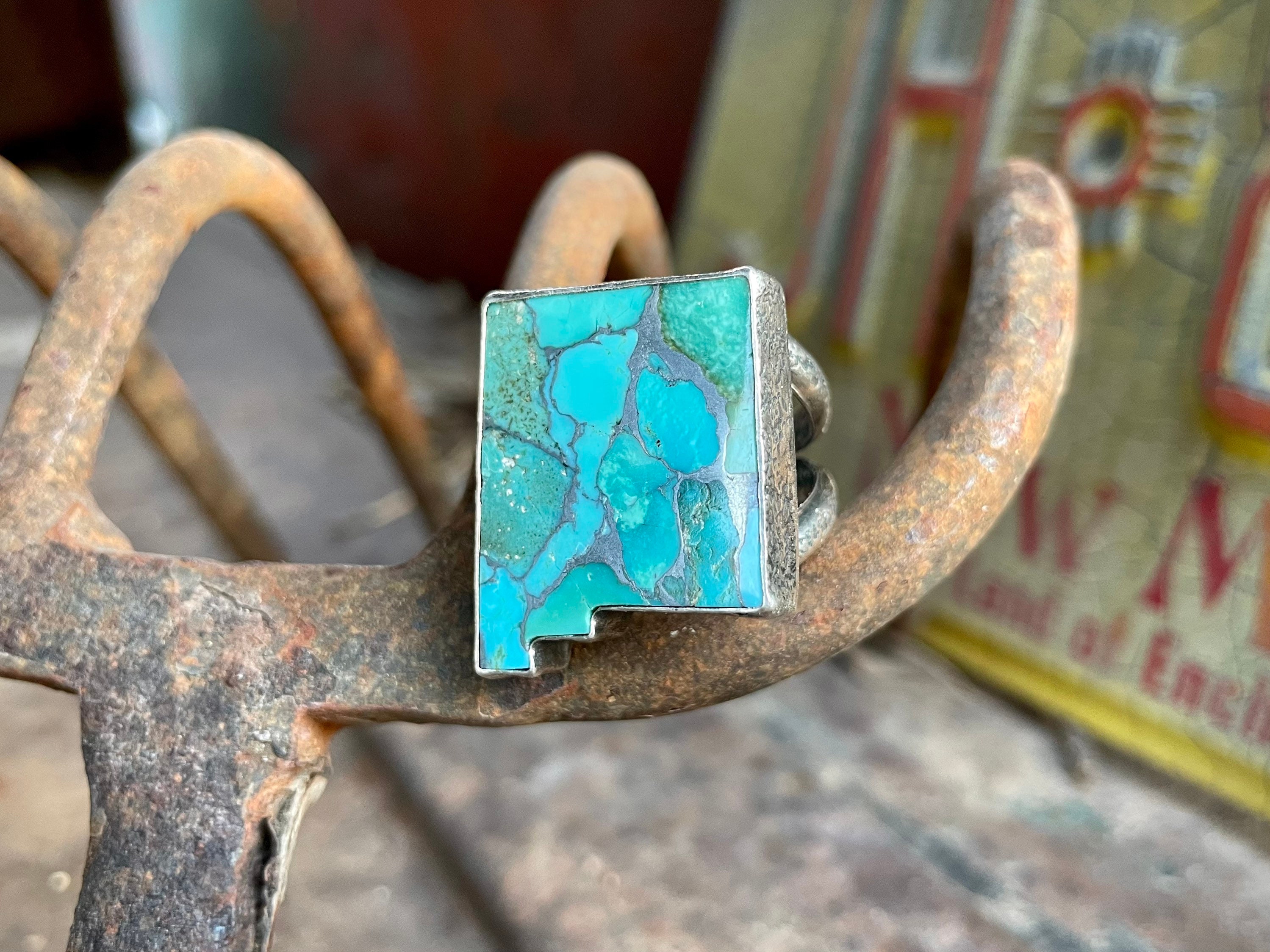 Sterling Silver Turquoise New Mexico State Ring Size 5.25 by Meltdown
