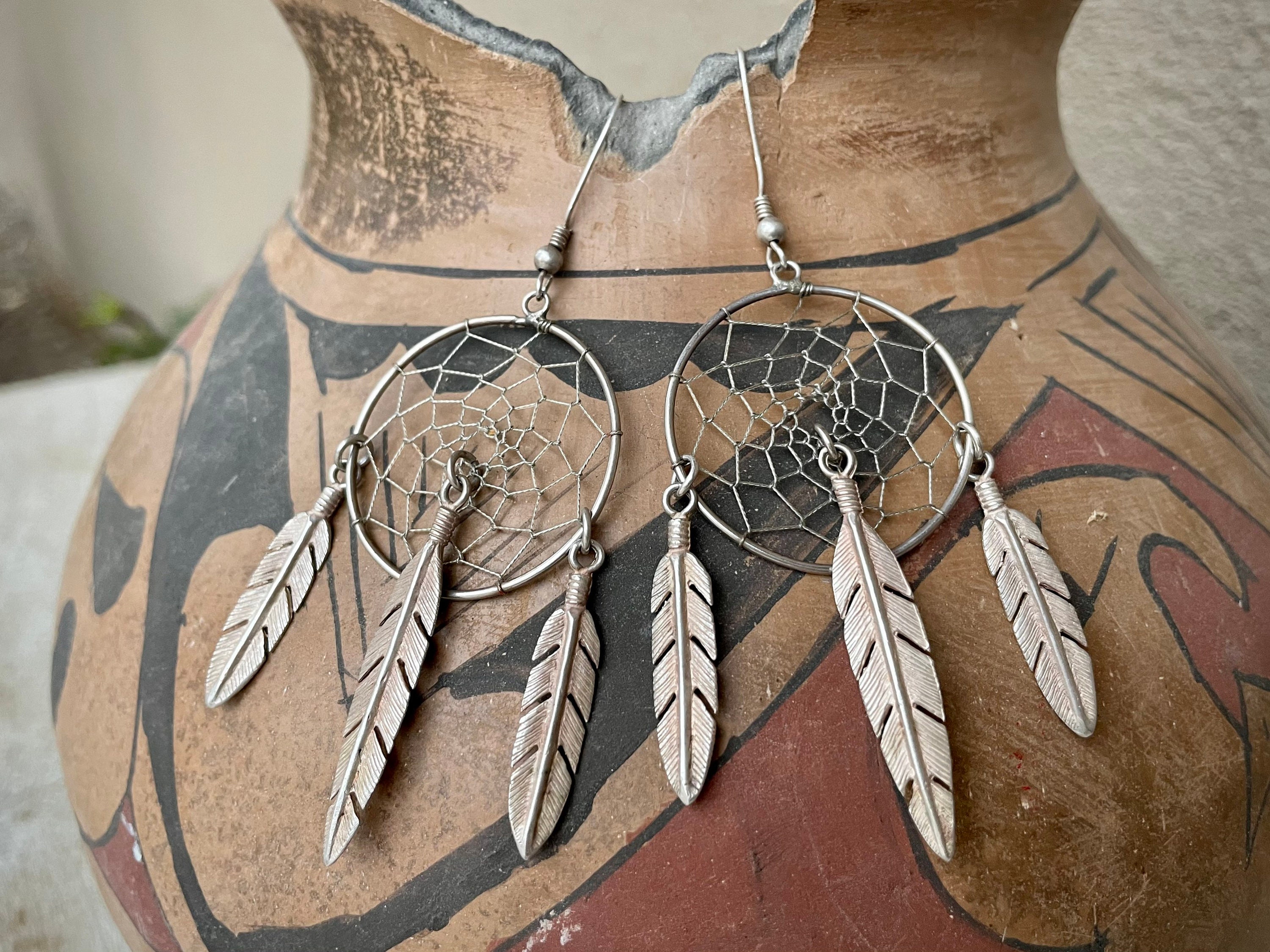 Dream Catcher Earrings | Handmade Feather Jewelry