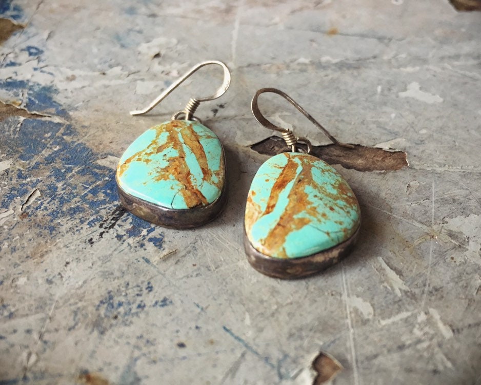 Simple Turquoise Earrings for Women, Sterling Silver Turquoise Dangles ...