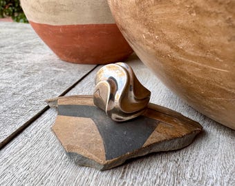 Vintage Sterling Silver Sculptural Ring Size 7.25, Mexican Modernist Style