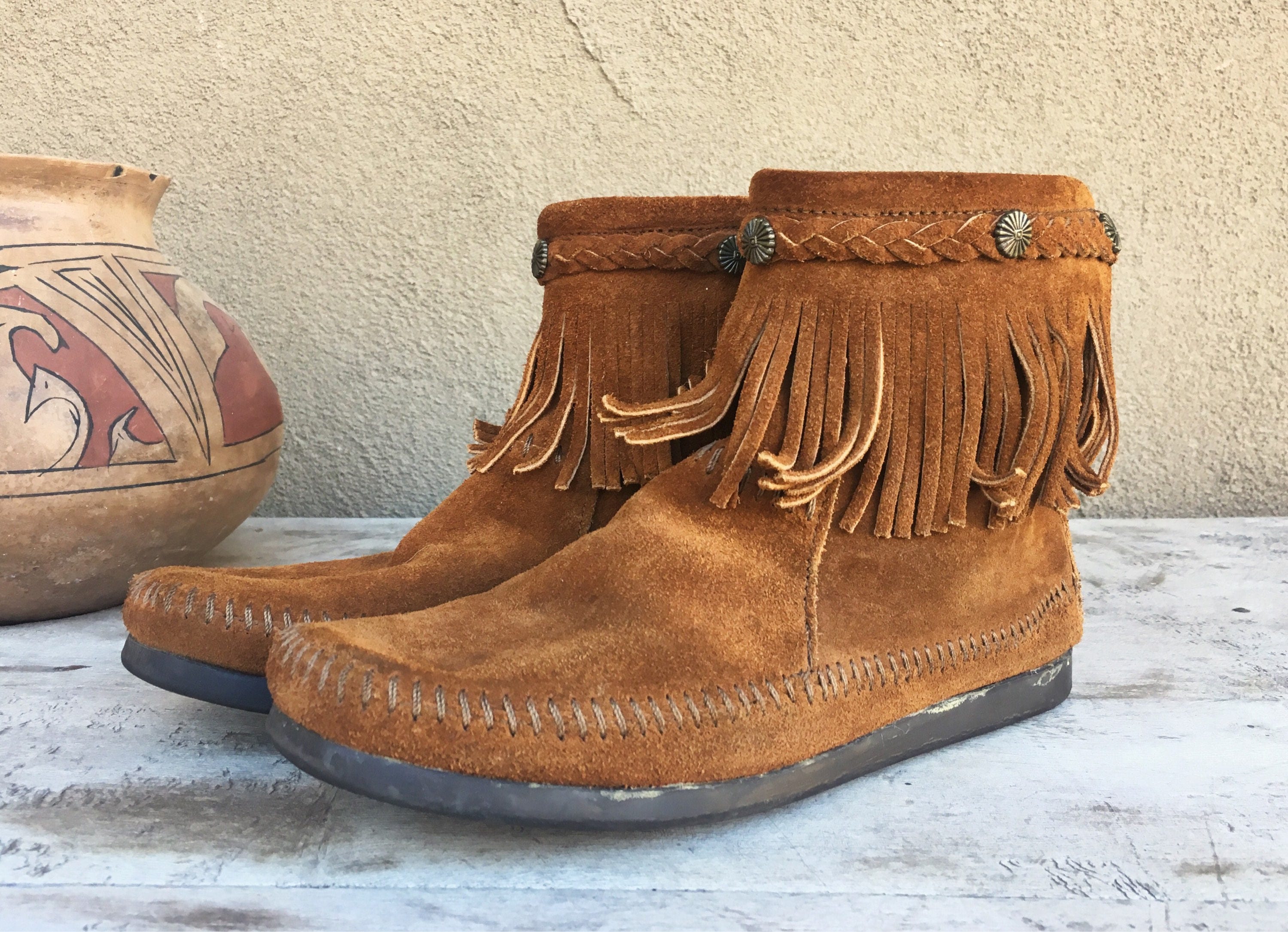 leather sole moccasin boots