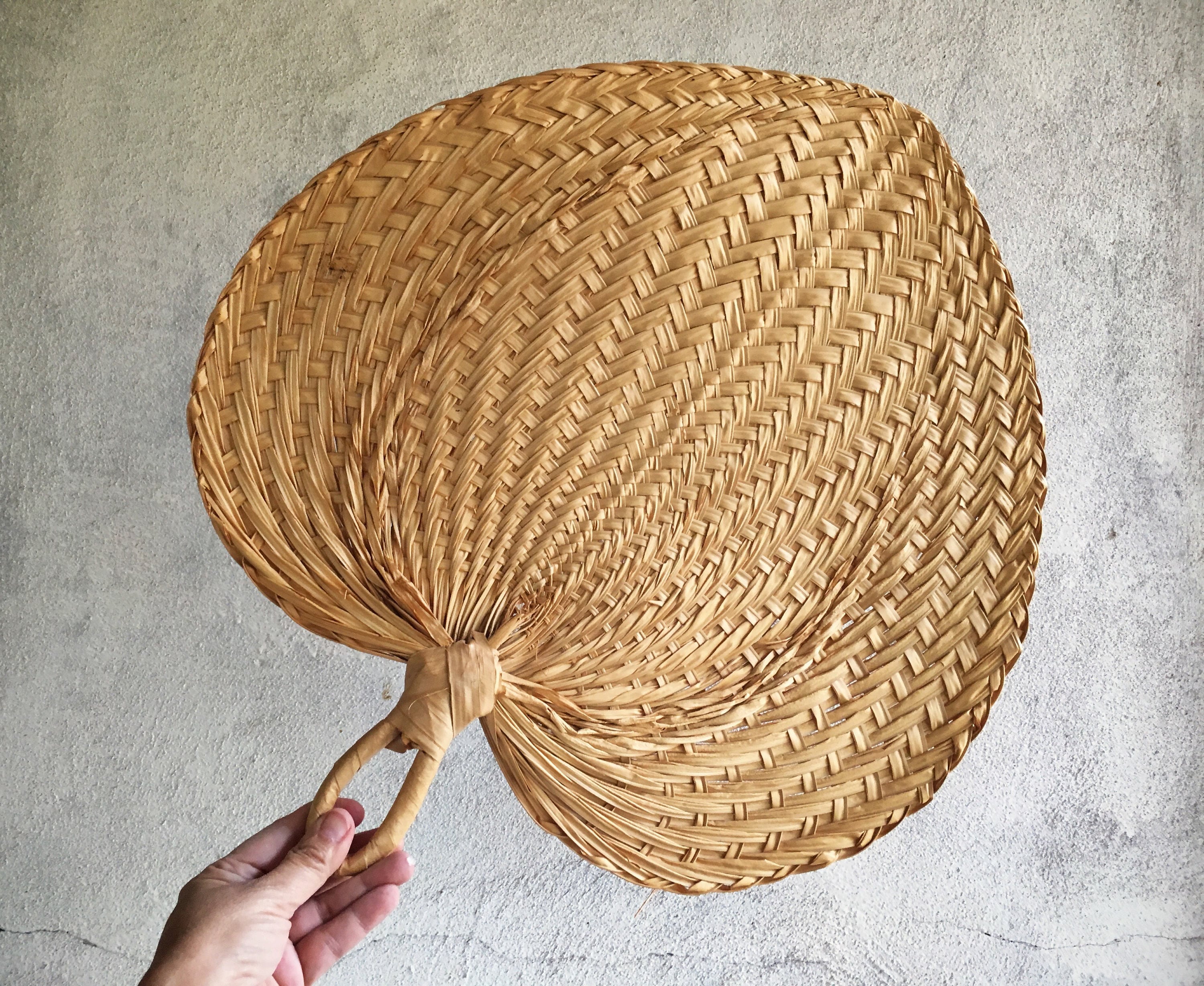 Vintage Woven Straw Fan Wall Hanging Jungalow Decor Wicker ...