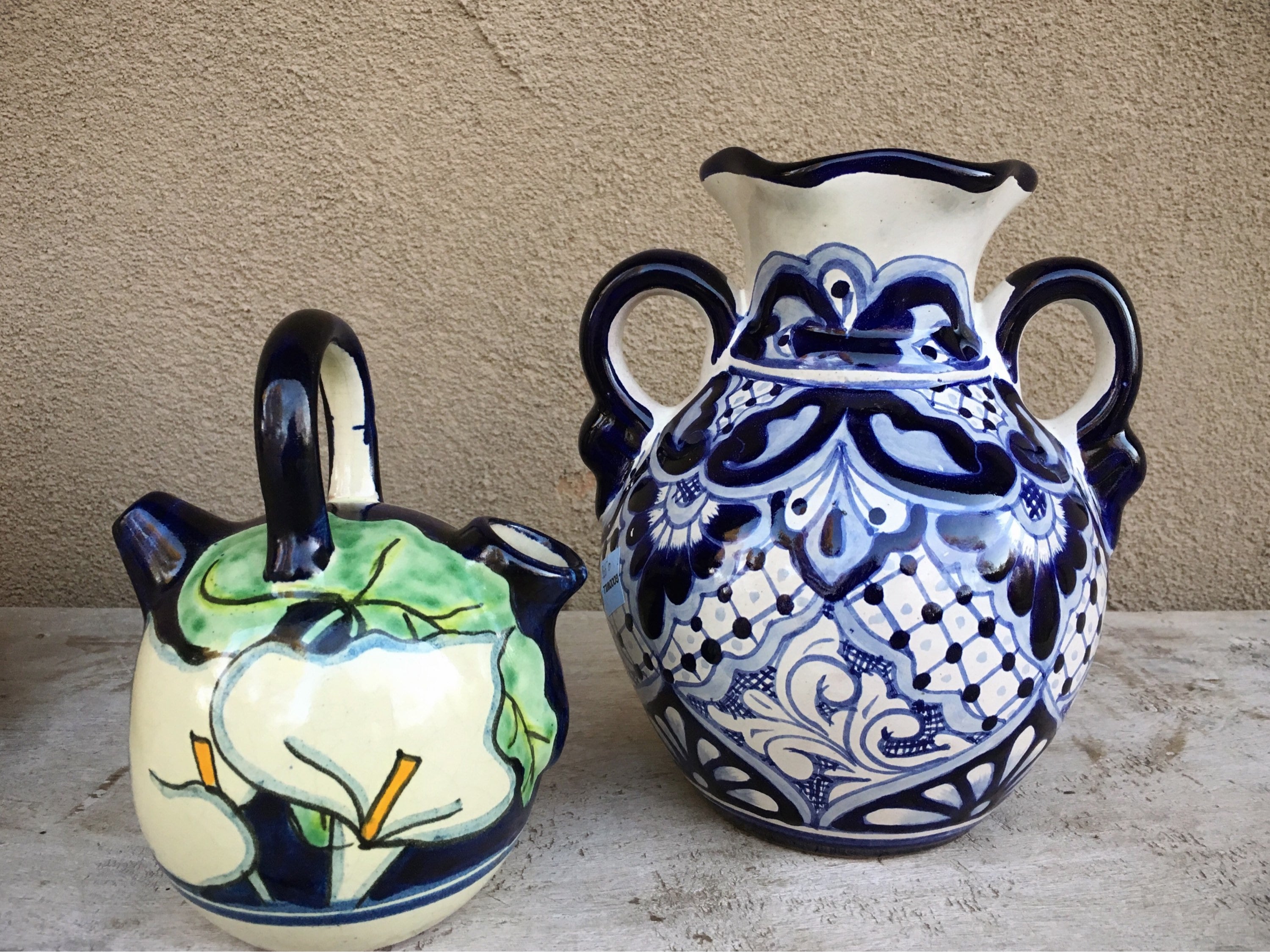 Boho  Bohemian Decor Set of Mexican Pottery Vase with Sandstone Finish