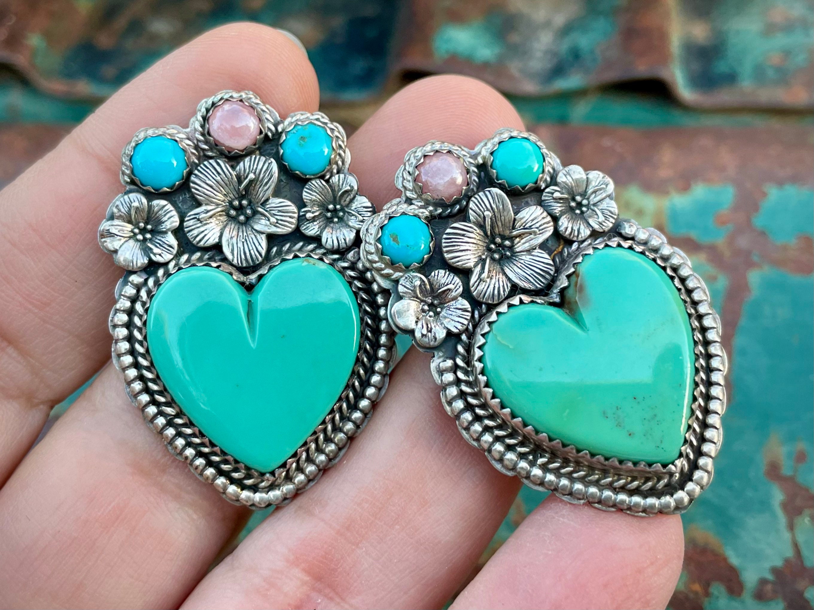 Love Of Turquoise Vintage Native American Navajo Heart Sterling Silver Bracelet Love Of Turquoise Vintage Native American Navajo Heart Sterling Silver Bracelet