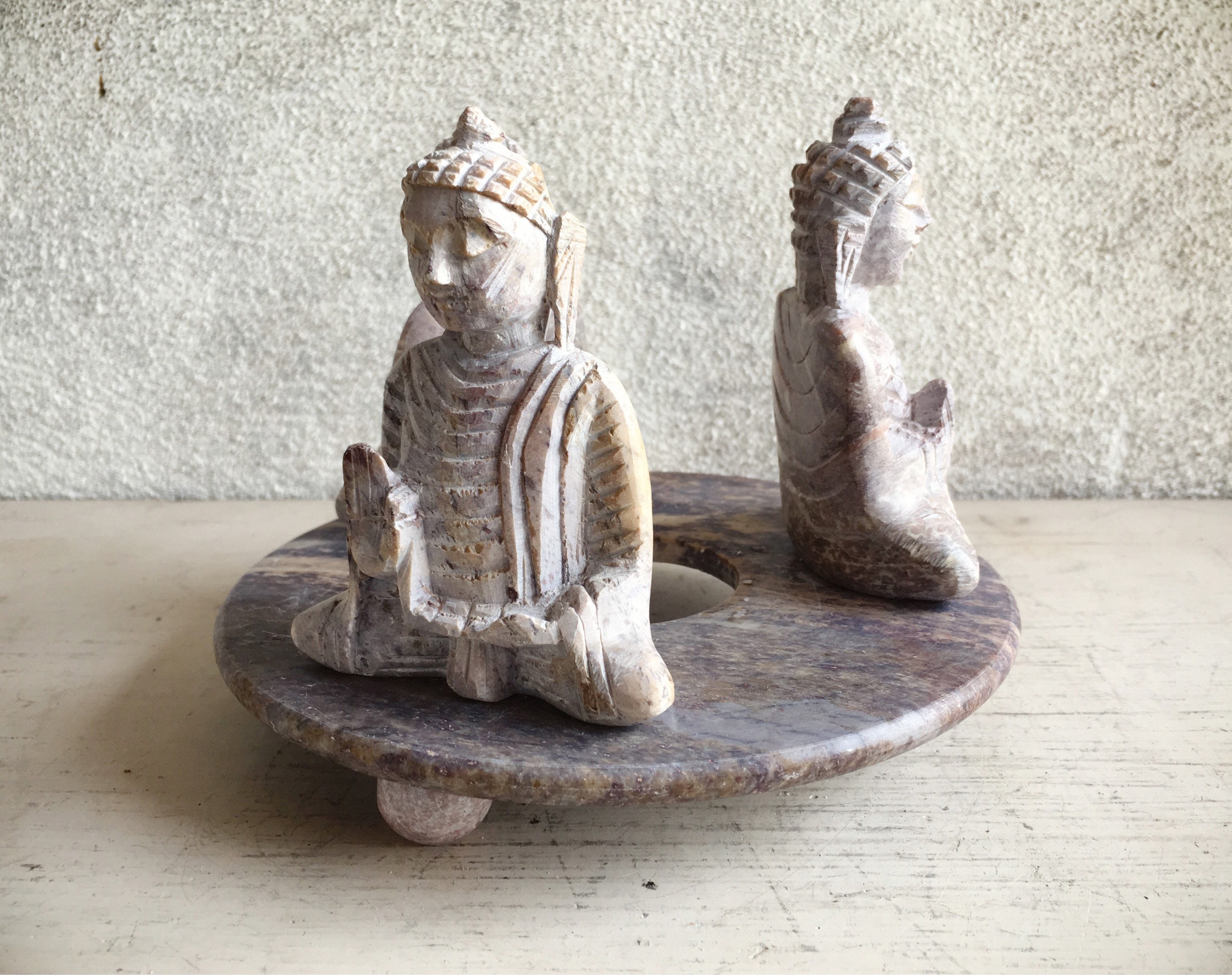 Vintage Natural Soapstone Meditative Shiva Hand-Carved Altar Yoga Statue Sculpture