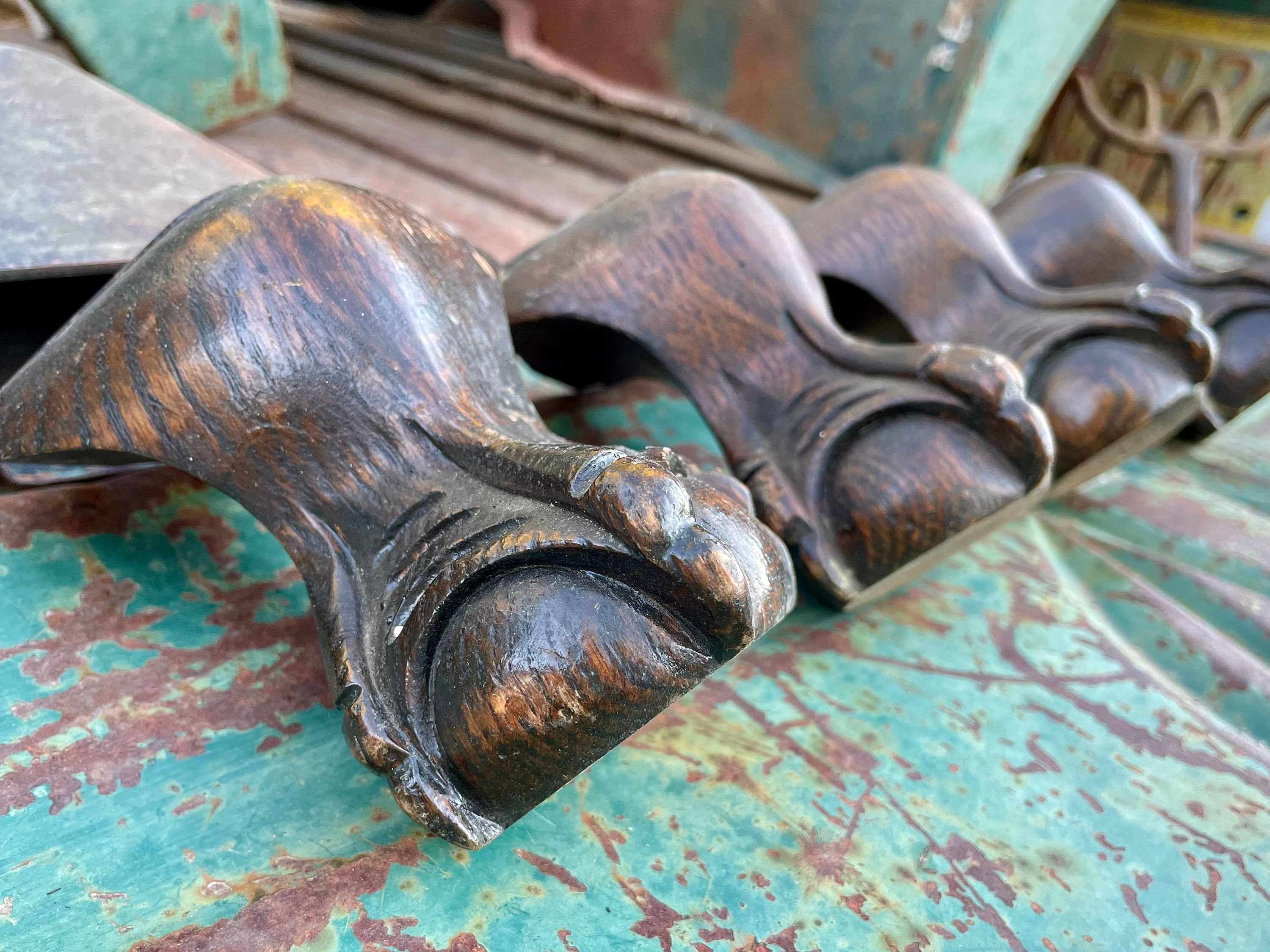 Vintage Heavy Carved Turned Wood Chair Legs Architectural