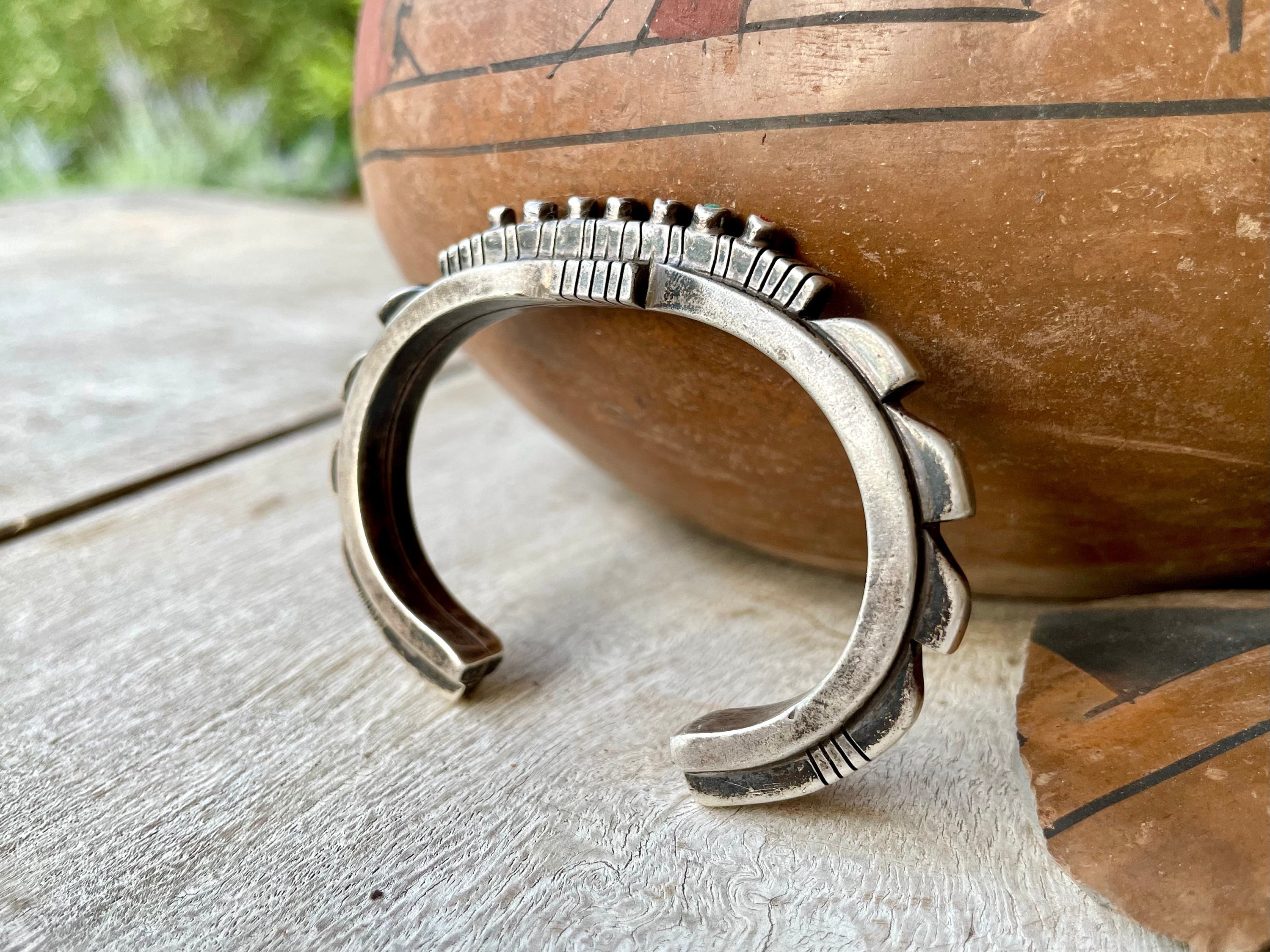 Stunning Zuni Corals Sterling Silver Bracelet Native American Stunning Zuni Corals Sterling Silver Bracelet Native American