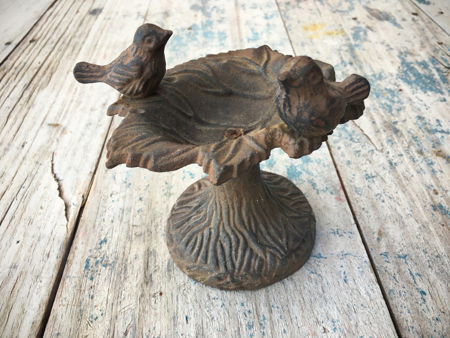 Small Cast Iron Bird Bath Ring Dish, Miniature Birdbath Trinket Dish