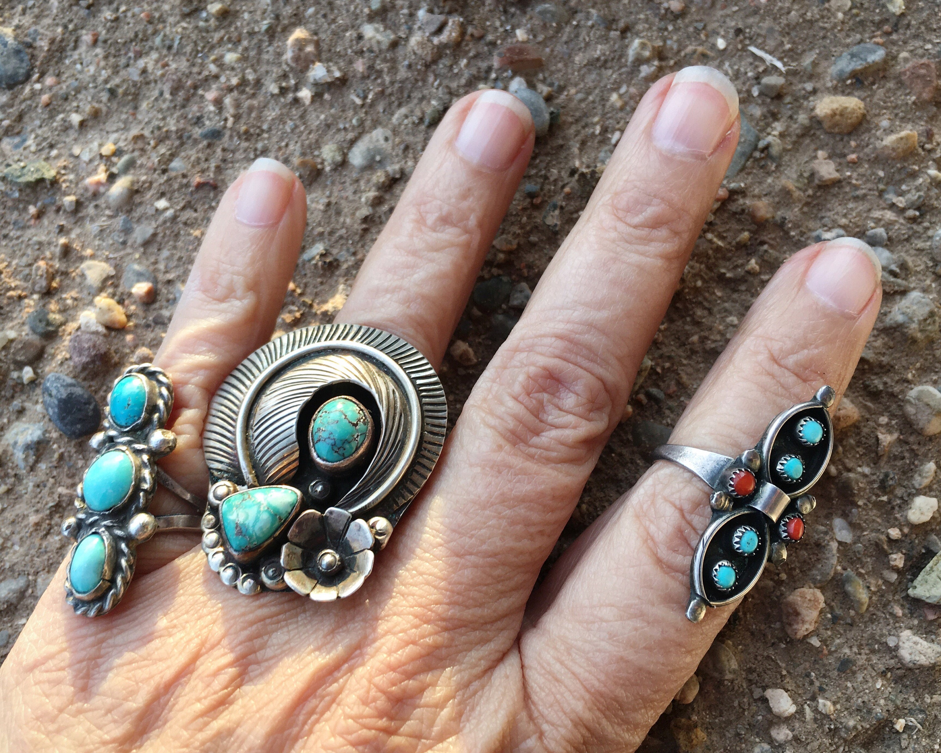 Small Turquoise Long Ring for Women Size 5.5, Navajo Native America ...