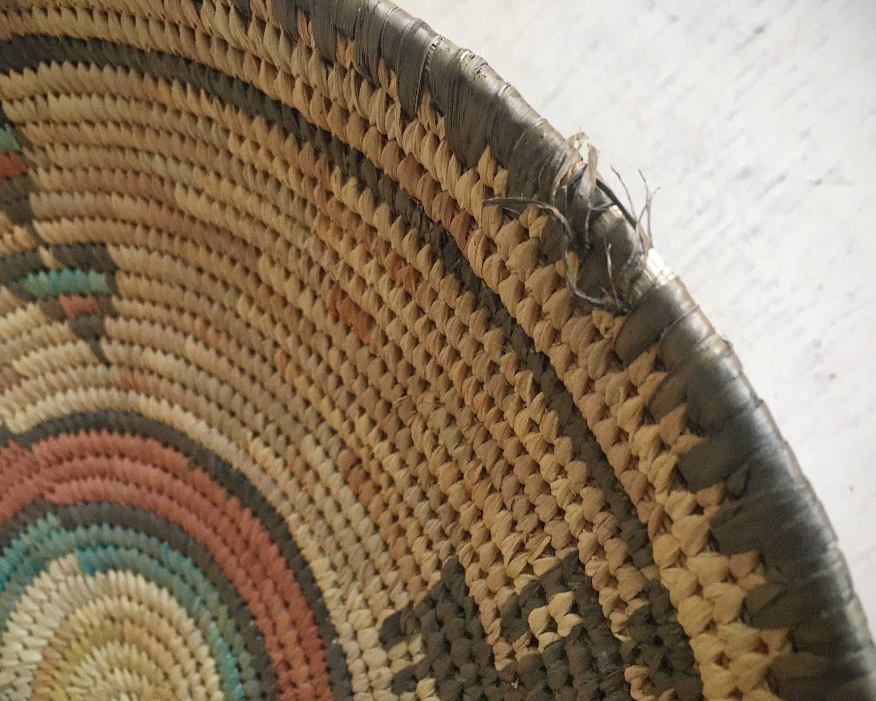 Vintage African Coiled Basket Hausa Nigeria Culture, Wall Hanging