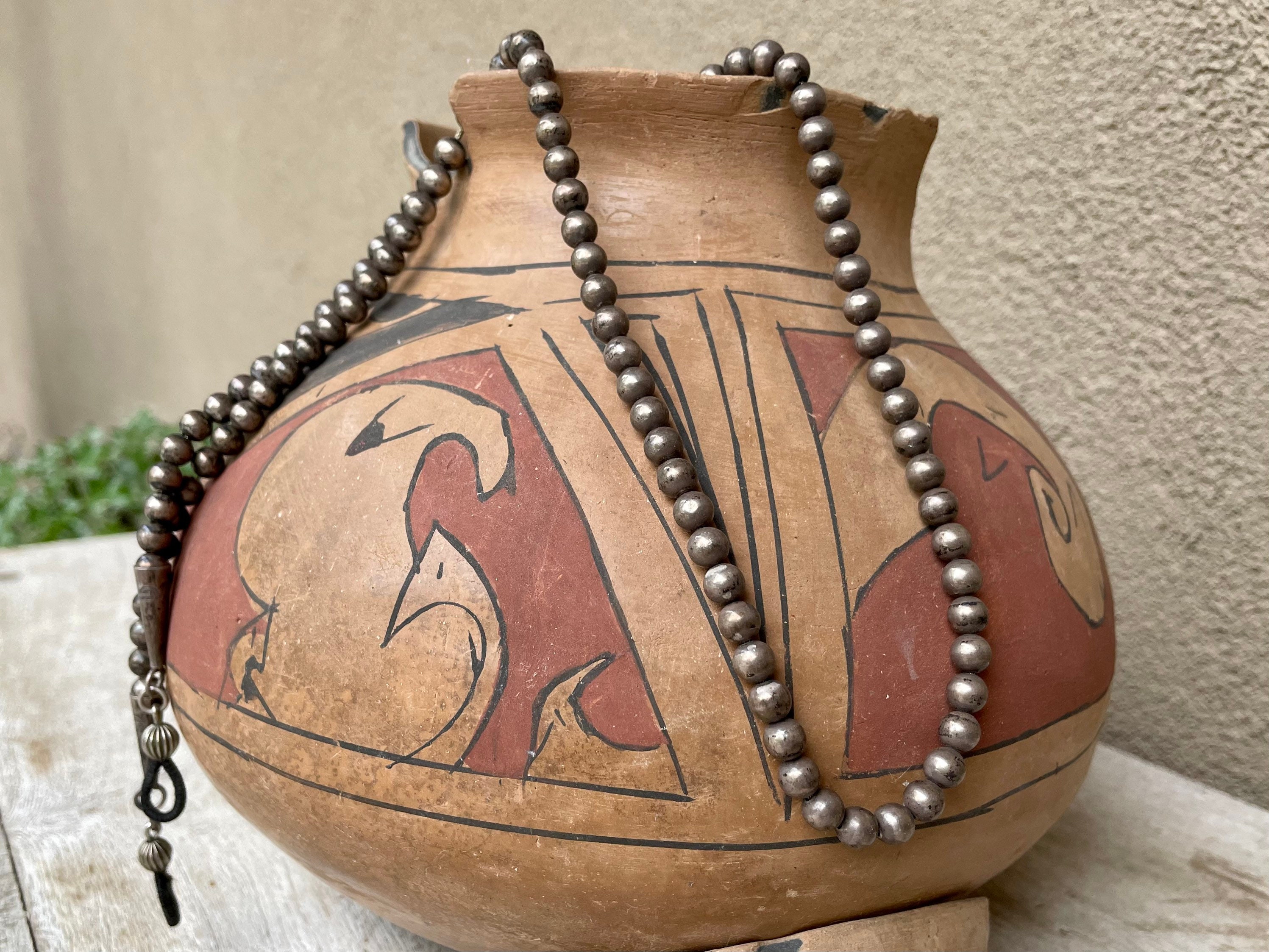 Vintage Sterling Silver Bead Eyeglass Chain Retainer, Southwestern