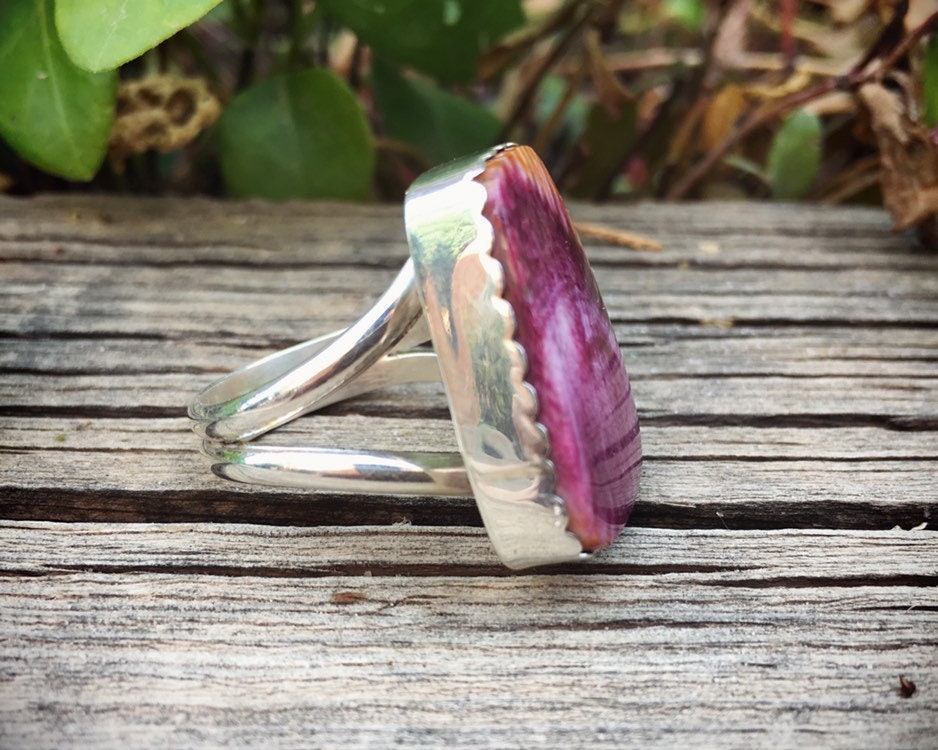 Navajo Ring Purple Orange Spiny Oyster Shell Size 9.75 Unisex Ring