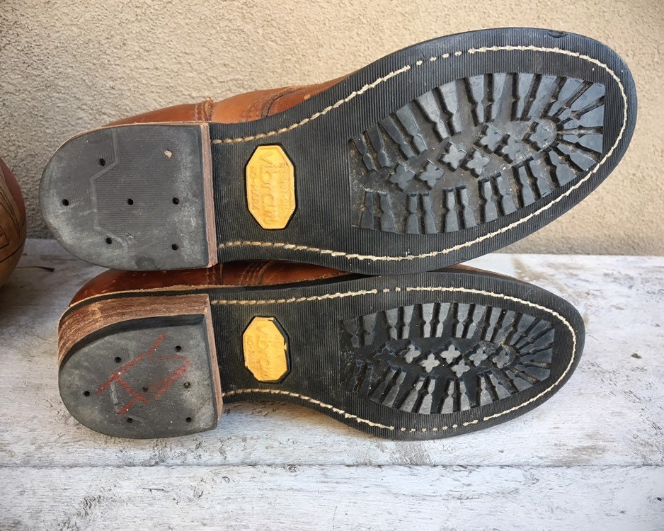 Vintage Cowboy Boots Women Size 9 M (Fit 7 to 7.5) Brown Leather Packer