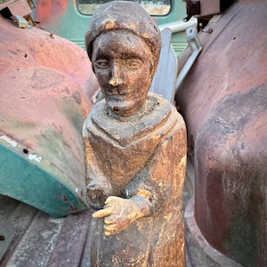 Antique Carved Wood Saint (Damaged), 18th C. French Spanish Colonial Mexican Religious Art