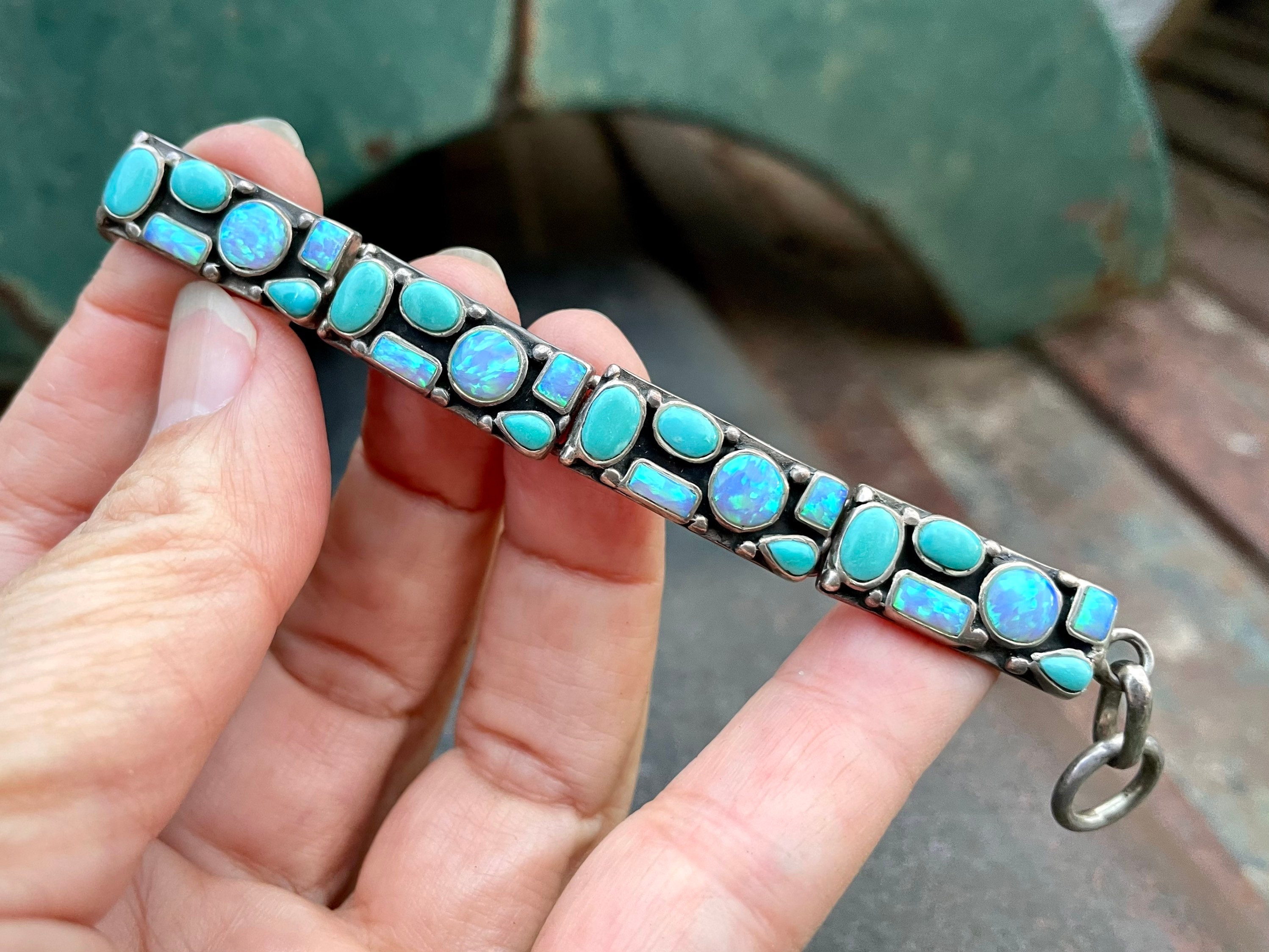 Native American One Of The Best Navajo Rectangular Turquoise Sterling Silver Bracelet Native American One Of The Best Navajo Rectangular Turquoise Sterling Silver Bracelet