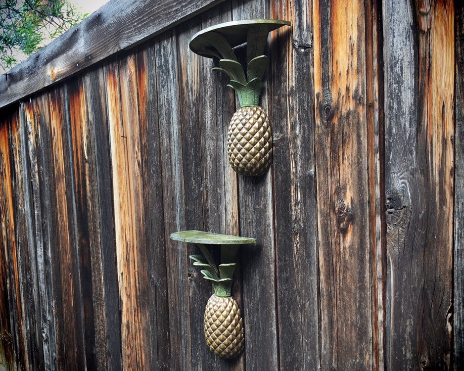 Pair of Vintage Brass Pineapple Wall Shelf Sconces ...