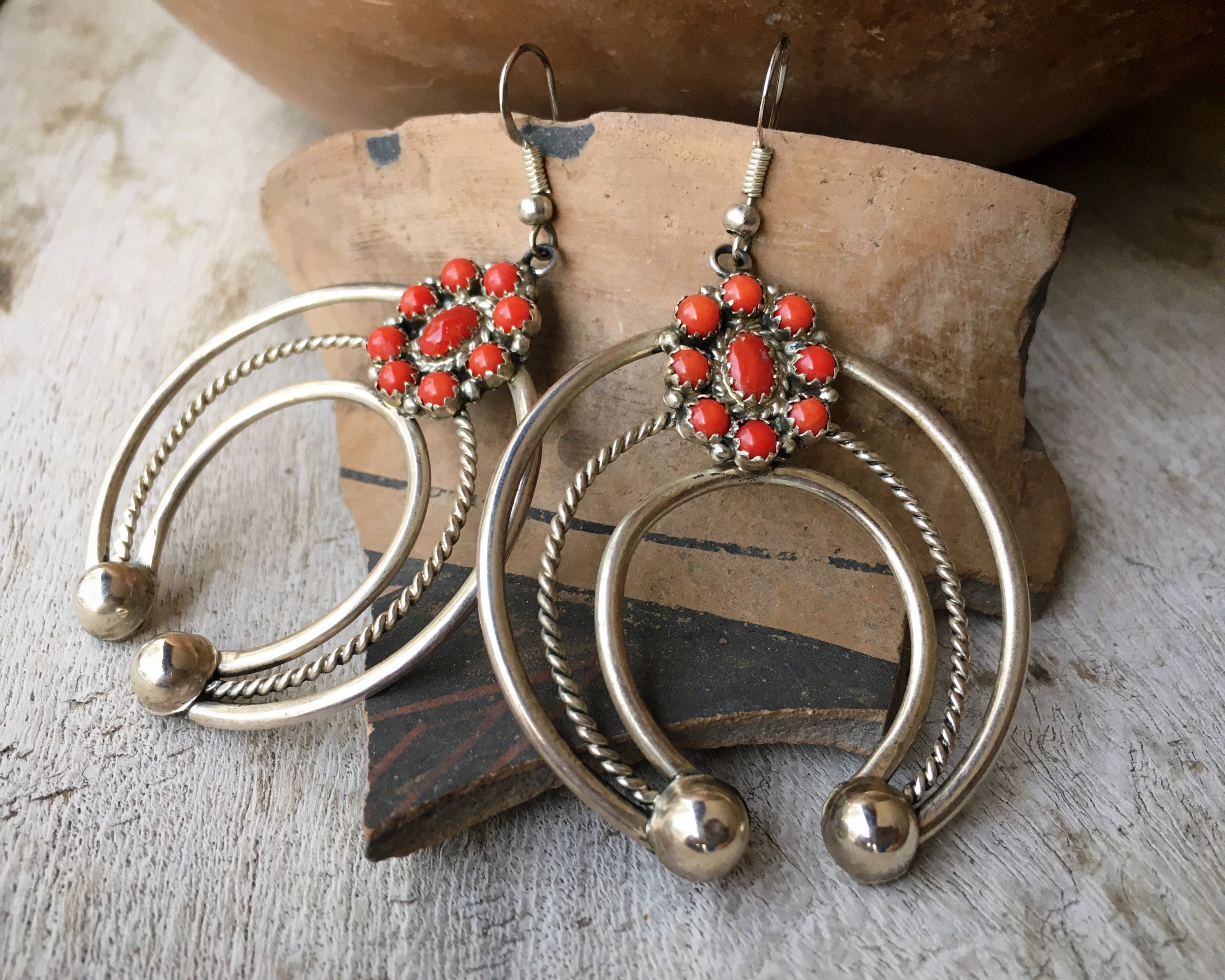 Wonderful Native American Navajo Sterling Silver Naja Earrings Wonderful Native American Navajo Sterling Silver Naja Earrings