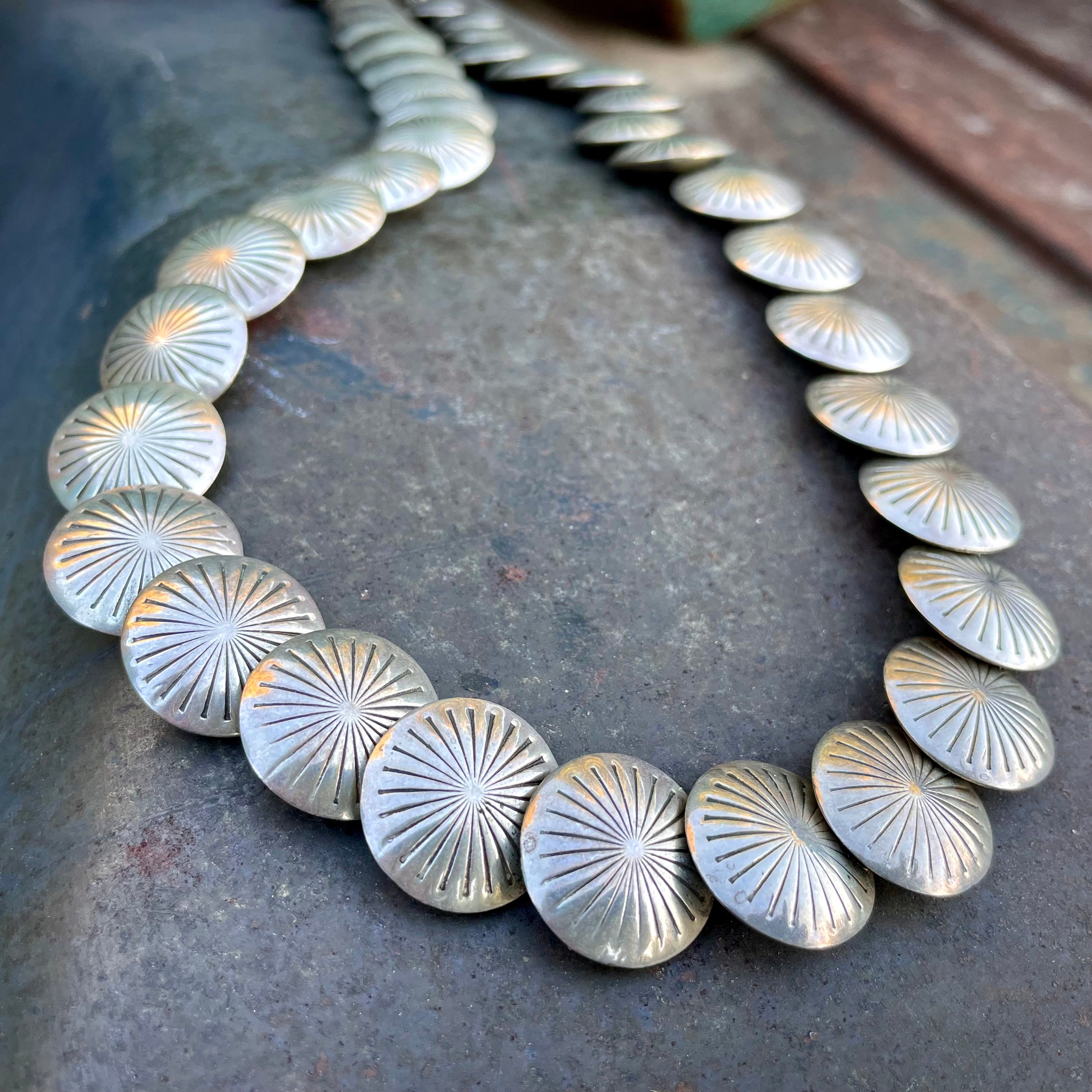 Native american shop silver bead necklace