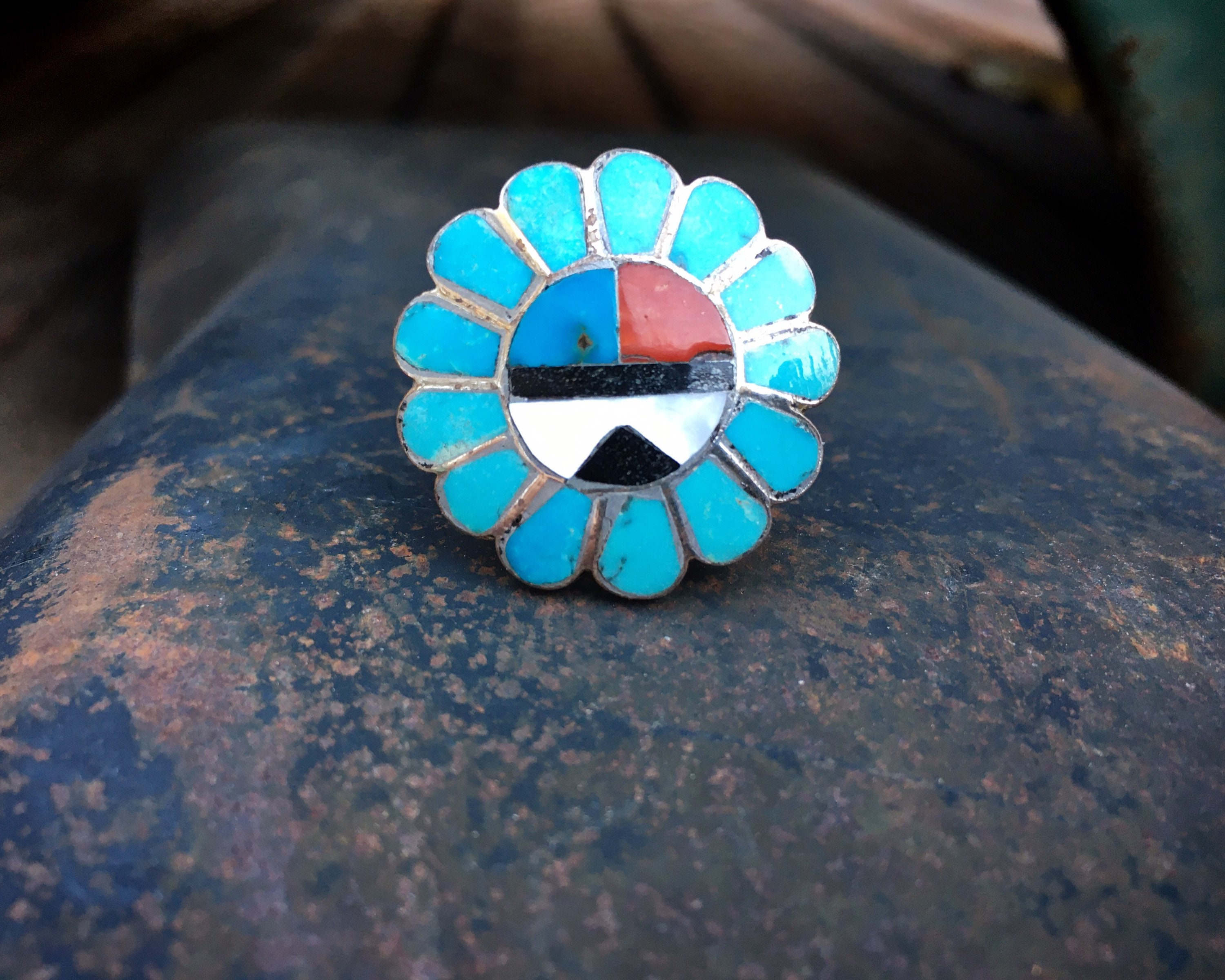 Zuni Sun Face Ring for Women Approx Size 6.5, Vintage Zuni Sun Face Ring for Women Approx Size 6.5, Vintage