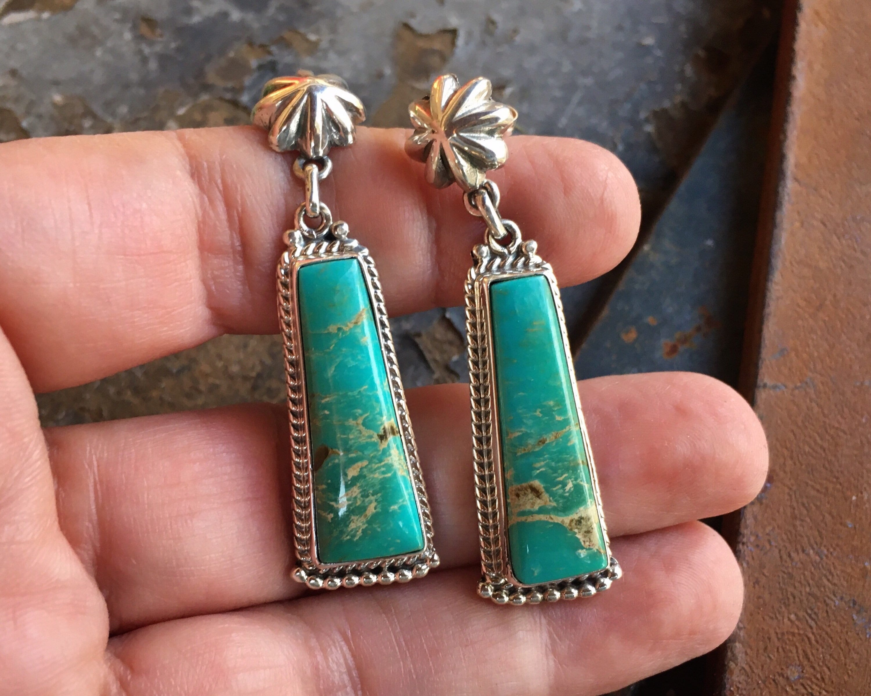 Navajo James Lee Sterling Silver Star and Turquoise Dangle