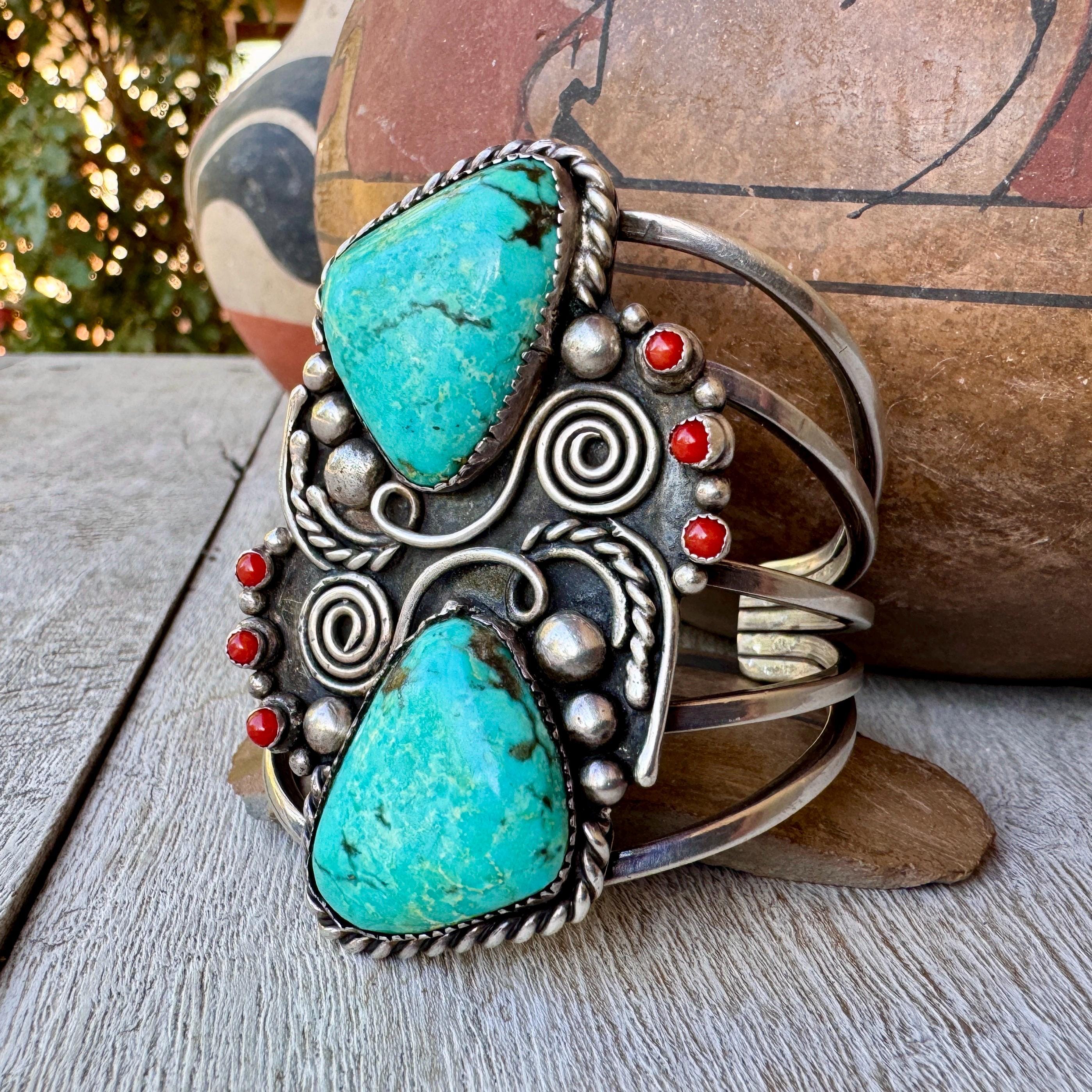 One Of The Biggest Earlier Vintage Navajo Royston Turquoise Native American Jewelry Silver Bracelet One Of The Biggest Earlier Vintage Navajo Royston Turquoise Native American Jewelry Silver Bracelet