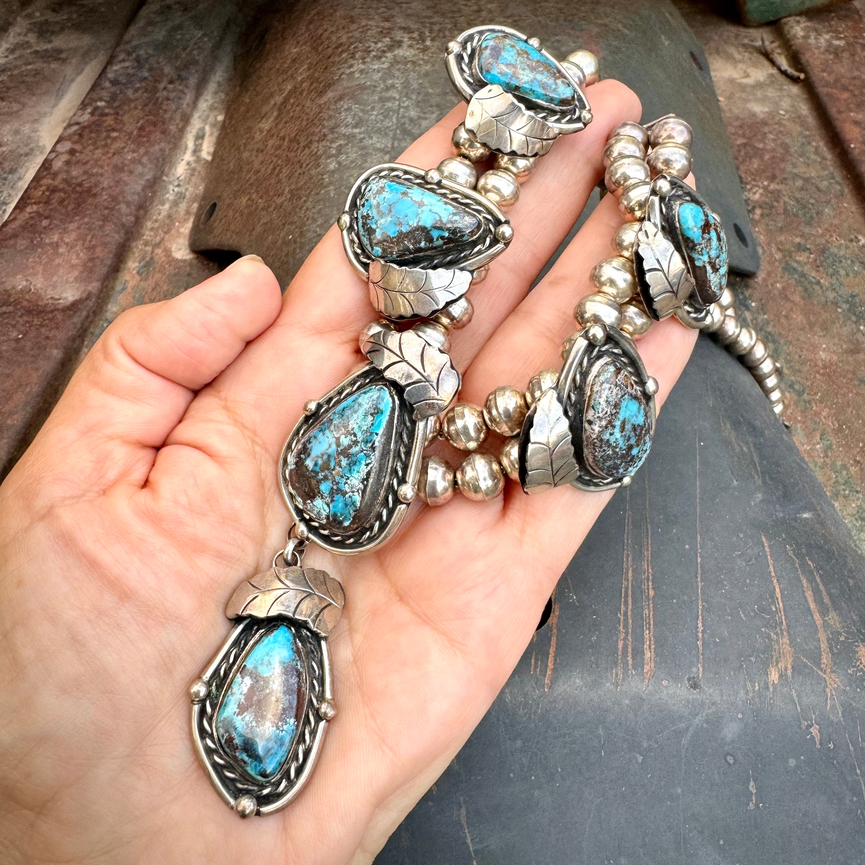 Museum Quality!! Vintage Native American Jewelry Navajo Smokey Bisbee Turquoise Sterling Silver Bracelet Museum Quality!! Vintage Native American Jewelry Navajo Smokey Bisbee Turquoise Sterling Silver Bracelet