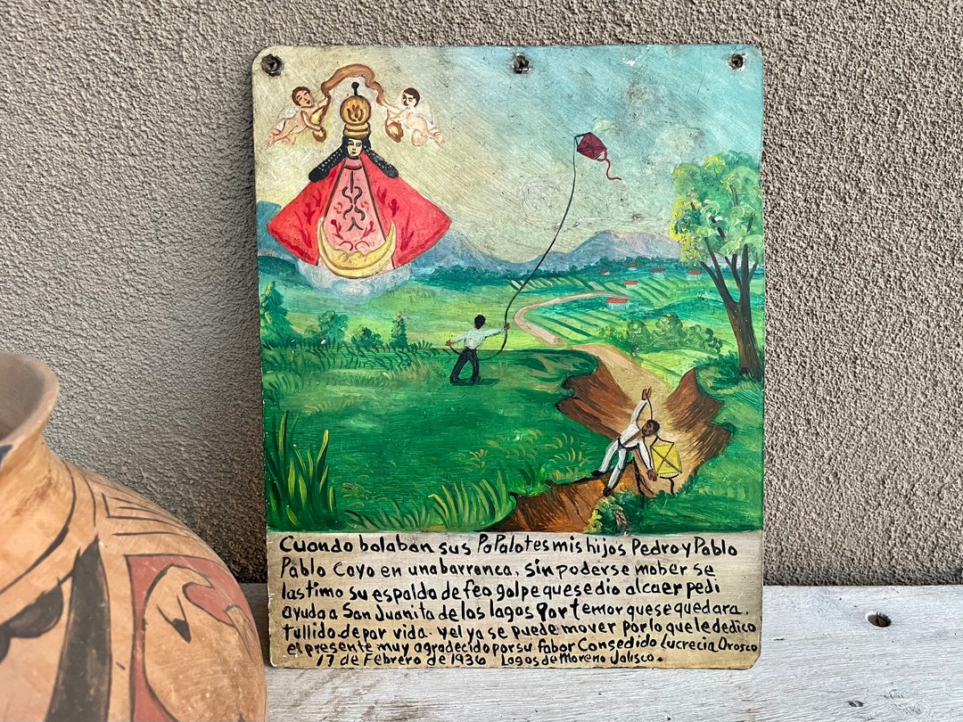 Vintage Mexican Votive Painting Ex Voto Religious Prayer for Etsy