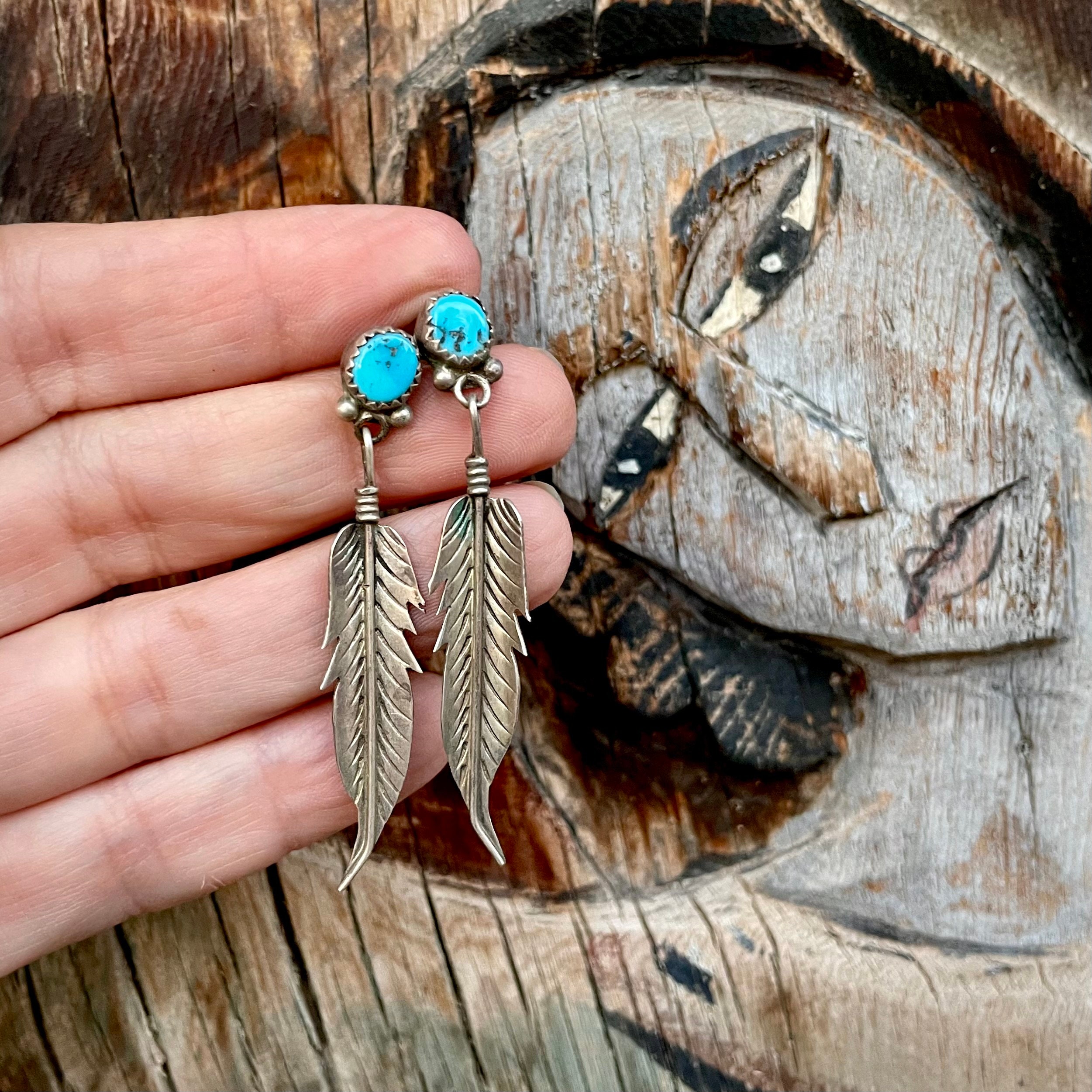 Vintage silver shop and turquoise earrings
