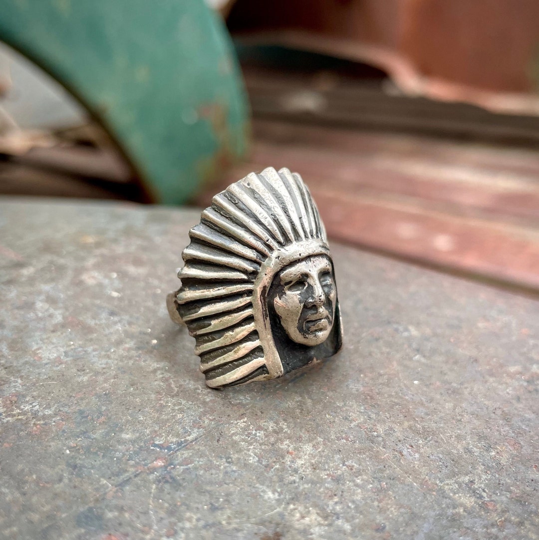 Indian Chief Sterling Silver Native American Chief Ring Unisex Approx ...