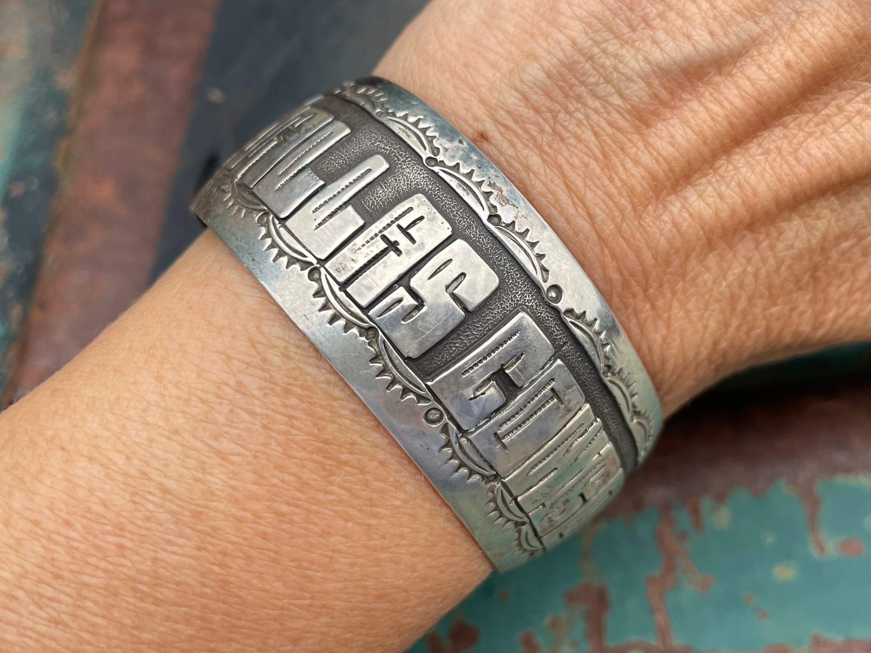 Native American Navajo Cowboy Vintage Native American Navajo Sterling Silver Gold Bracelet Native American Navajo Cowboy Vintage Native American Navajo Sterling Silver Gold Bracelet